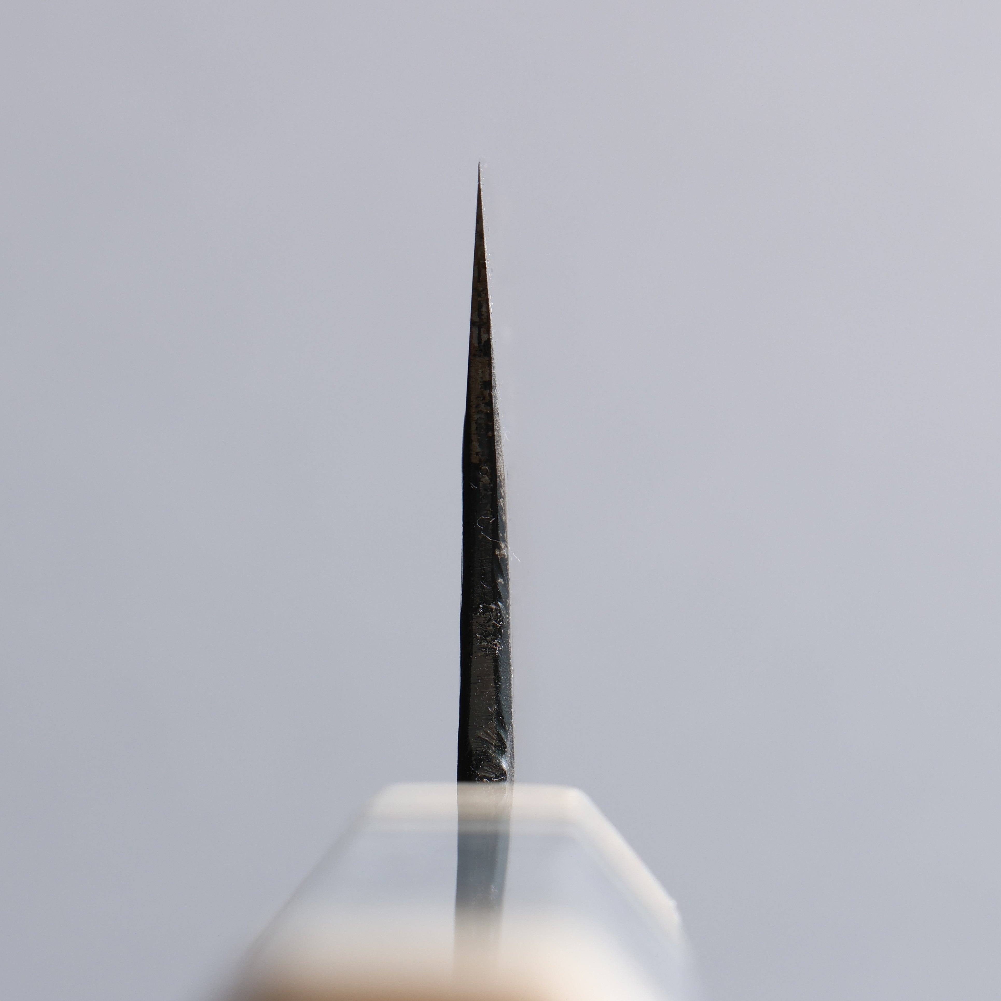 Daisuke Nishida White Steel No.1 Hammered Santoku 165mm White turquoise with Silver Rings and Imitation Ivory Ferrule and End Cap Handle - Japanny - Best Japanese Knife