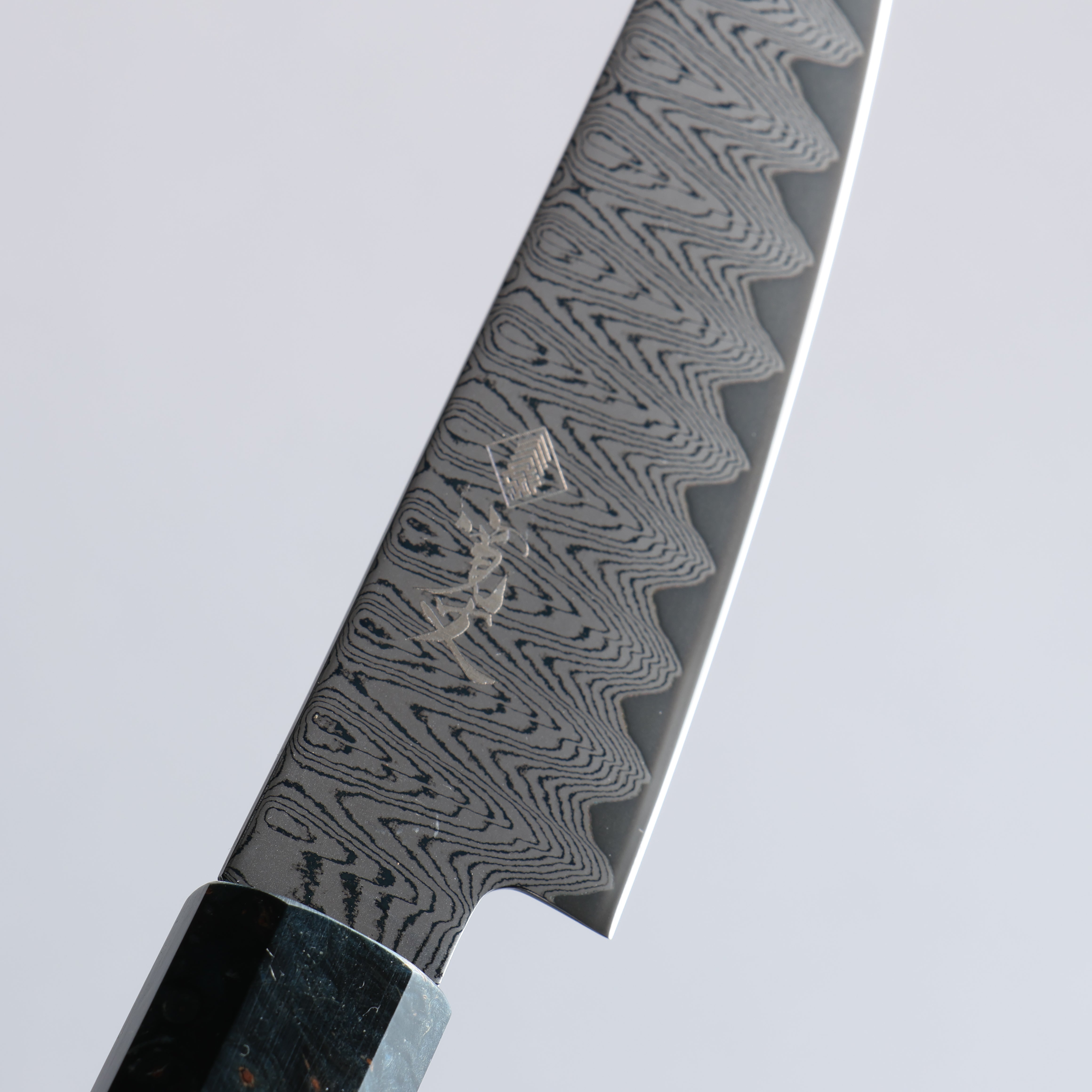 Kanjyo VG10 Damascus Migaki Finished Petty-Utility 105mm Dark Blue Stabilized Wood Handle - Japanny - Best Japanese Knife