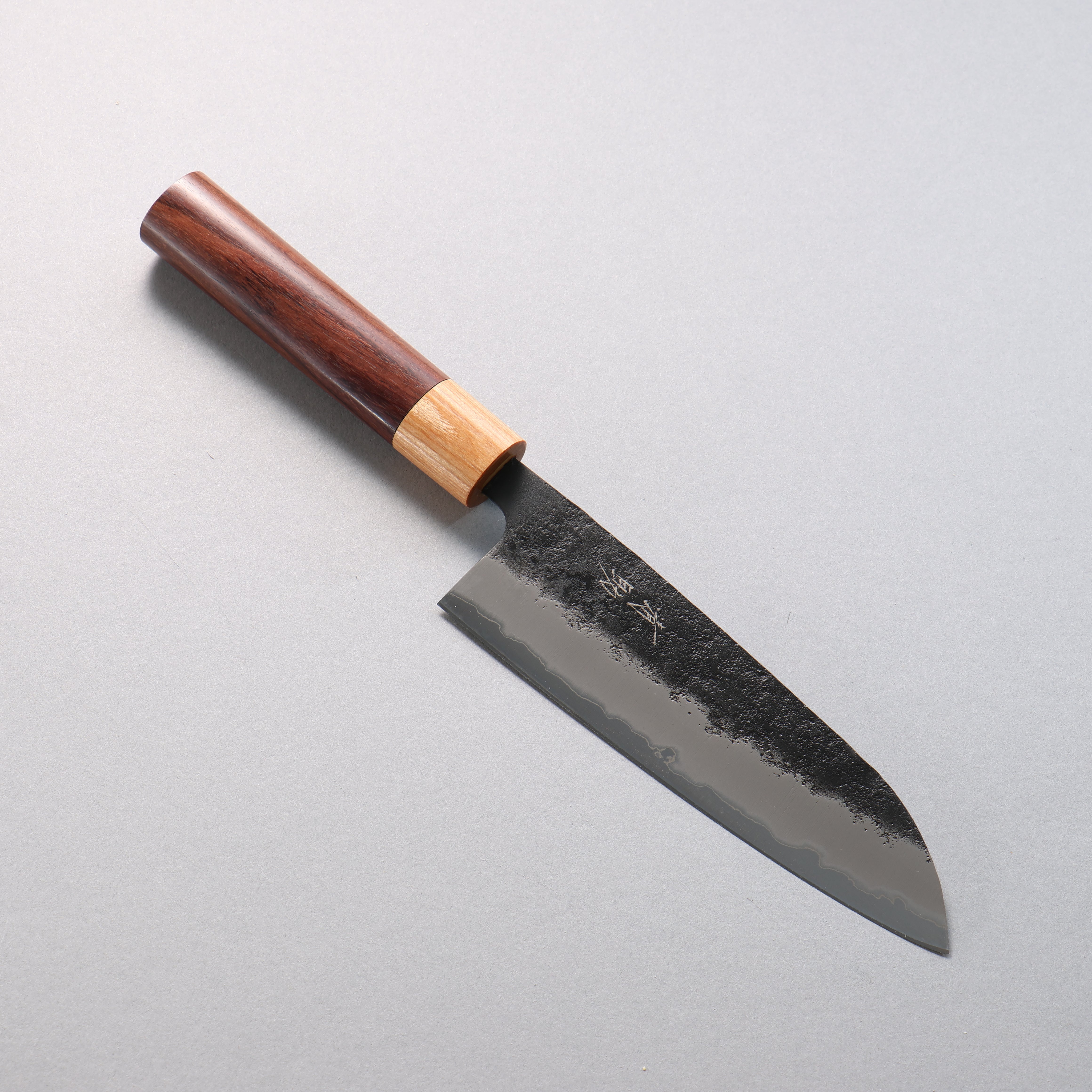 Seisuke Blue Super Black Nashiji Santoku 170mm Rosewood (Ferrule: White Pakka Wood) Handle - Japanny - Best Japanese Knife