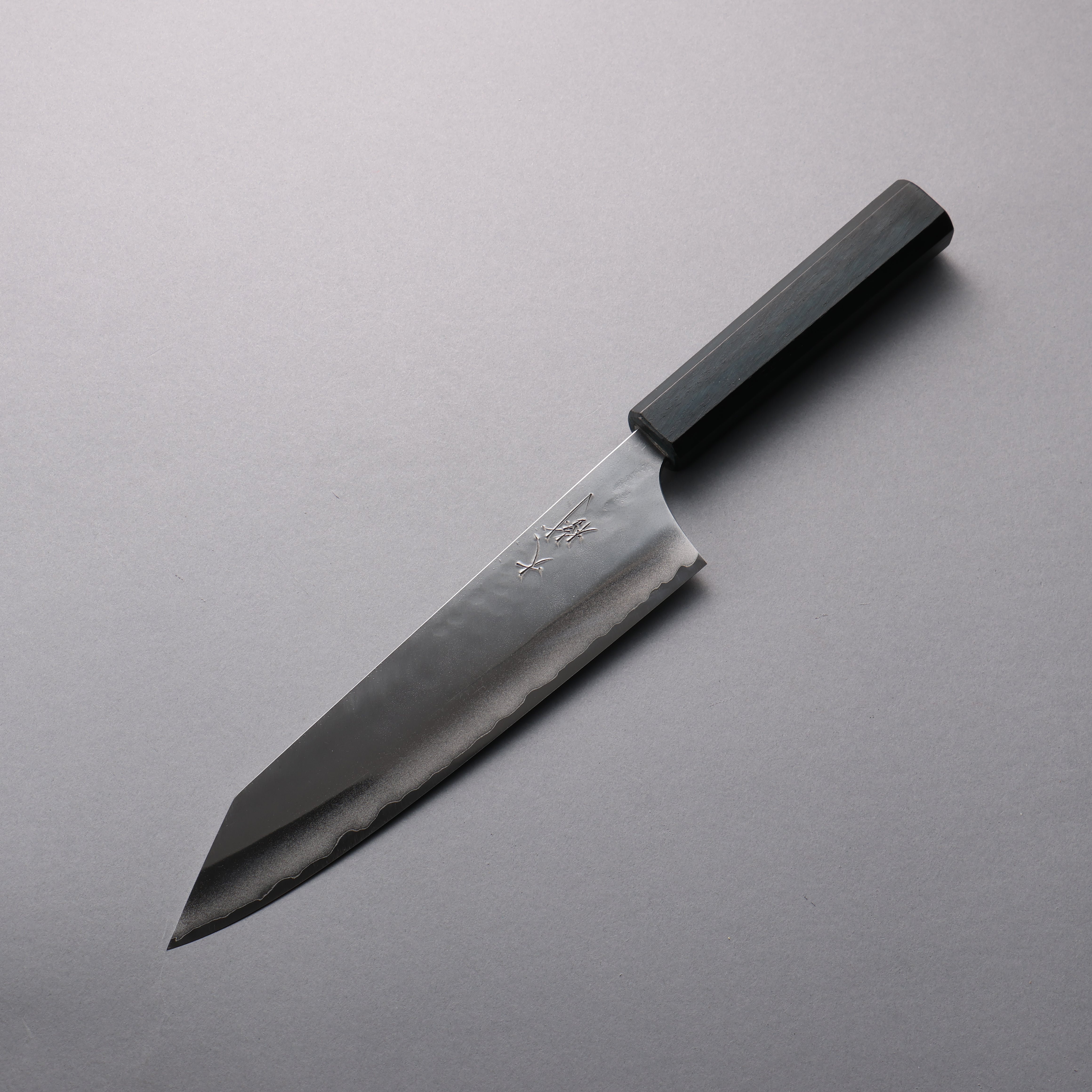 Taiki Kawamoto VG10 Lightly Hammered Gyuto 210mm Indigo colored Wood Handle - Japanny - Best Japanese Knife