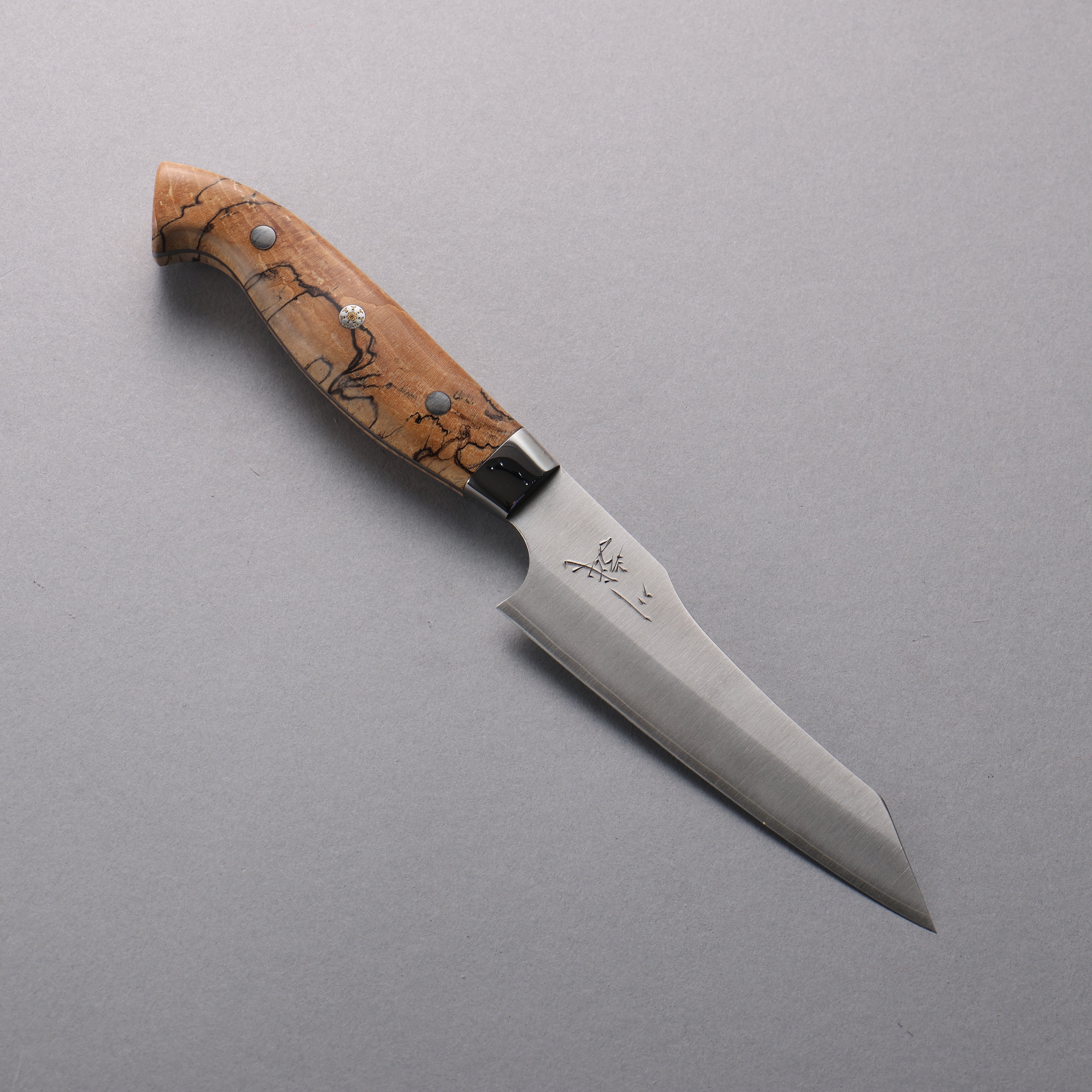 Yuto Kawagoe Blue Steel No.2 Kiritsuke Petty-Utility 125mm Spalted Wood Handle - Japanny - Best Japanese Knife