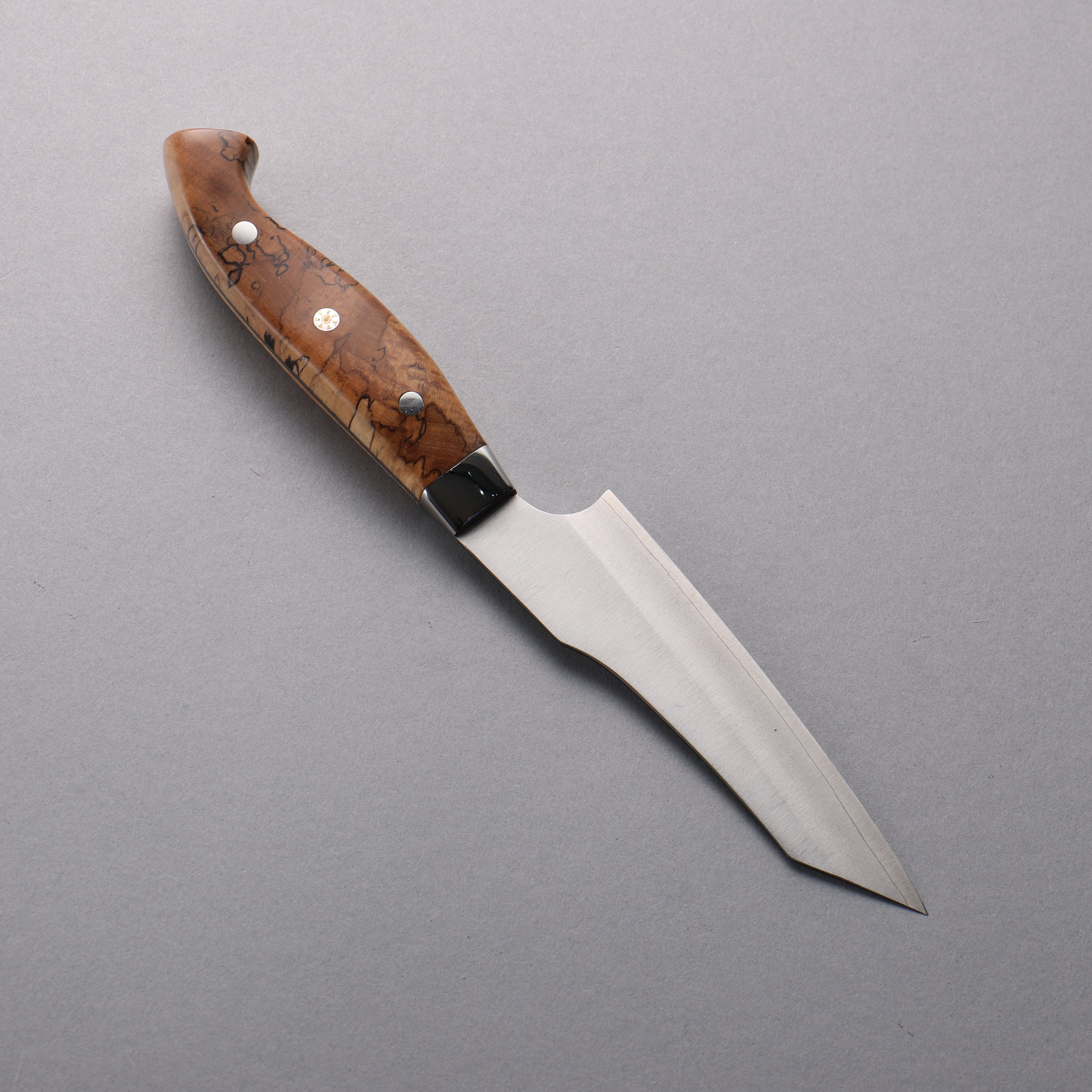 Yuto Kawagoe Blue Steel No.2 Kiritsuke Petty-Utility 125mm Spalted Wood Handle - Japanny - Best Japanese Knife