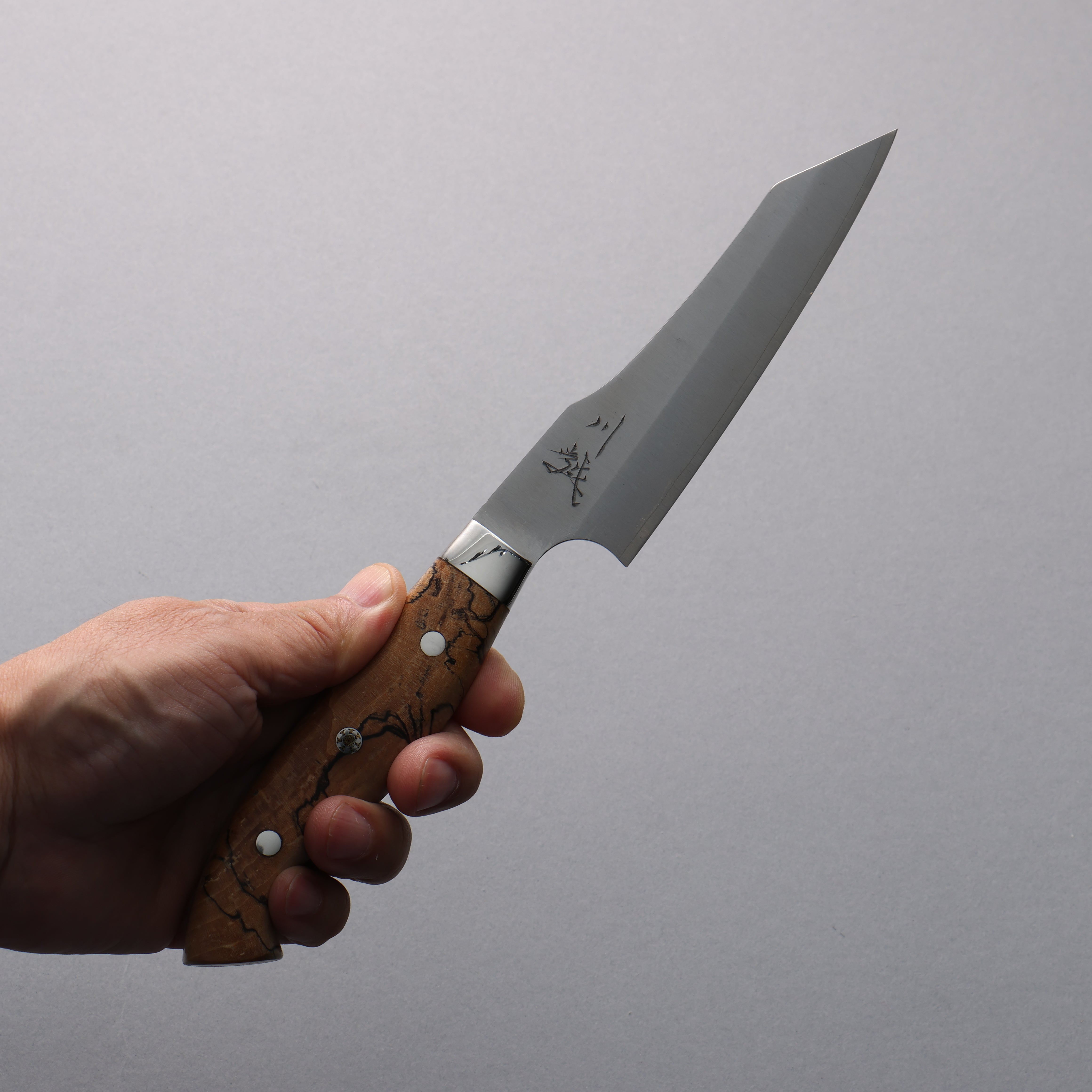 Yuto Kawagoe Blue Steel No.2 Kiritsuke Petty-Utility 125mm Spalted Wood Handle - Japanny - Best Japanese Knife