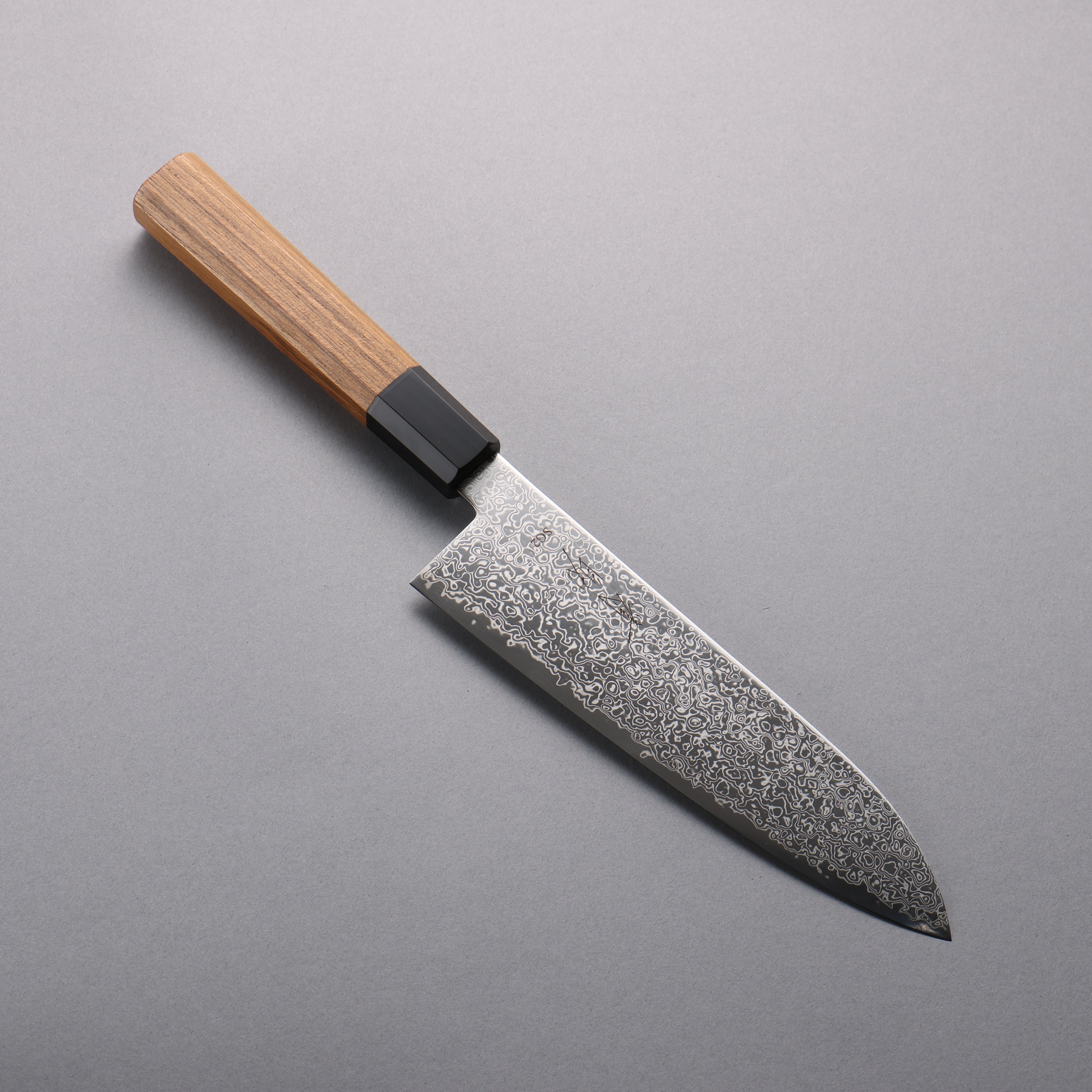 Seisuke SG2 Damascus Migaki Finished Santoku 180mm Teak (ferrule: Black Water Buffalo Horn) Handle - Japanny - Best Japanese Knife