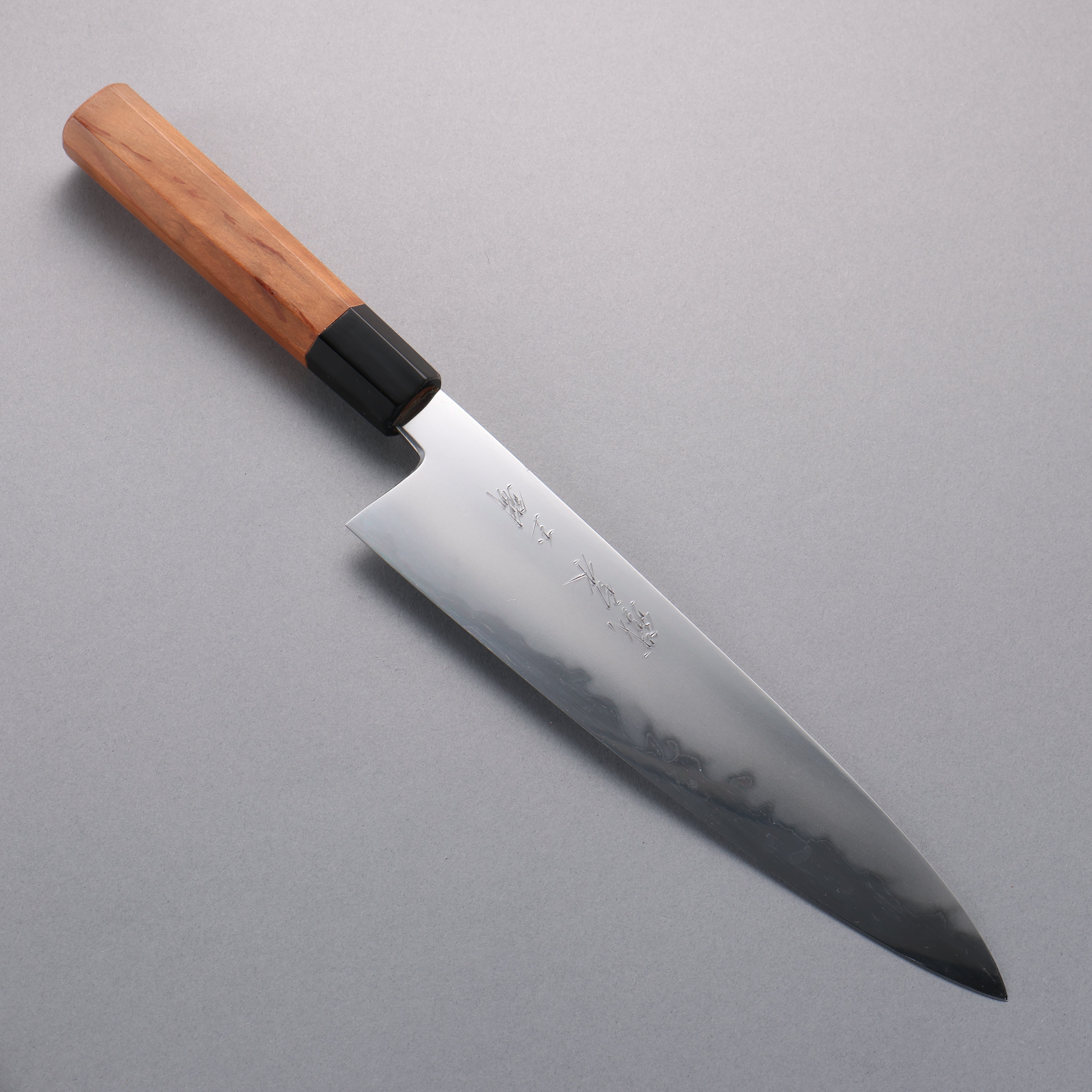 Tessen by Tanaka Tamahagane Mirrored Finish Gyuto 240mm Wild Cherry Handle - Japanny - Best Japanese Knife