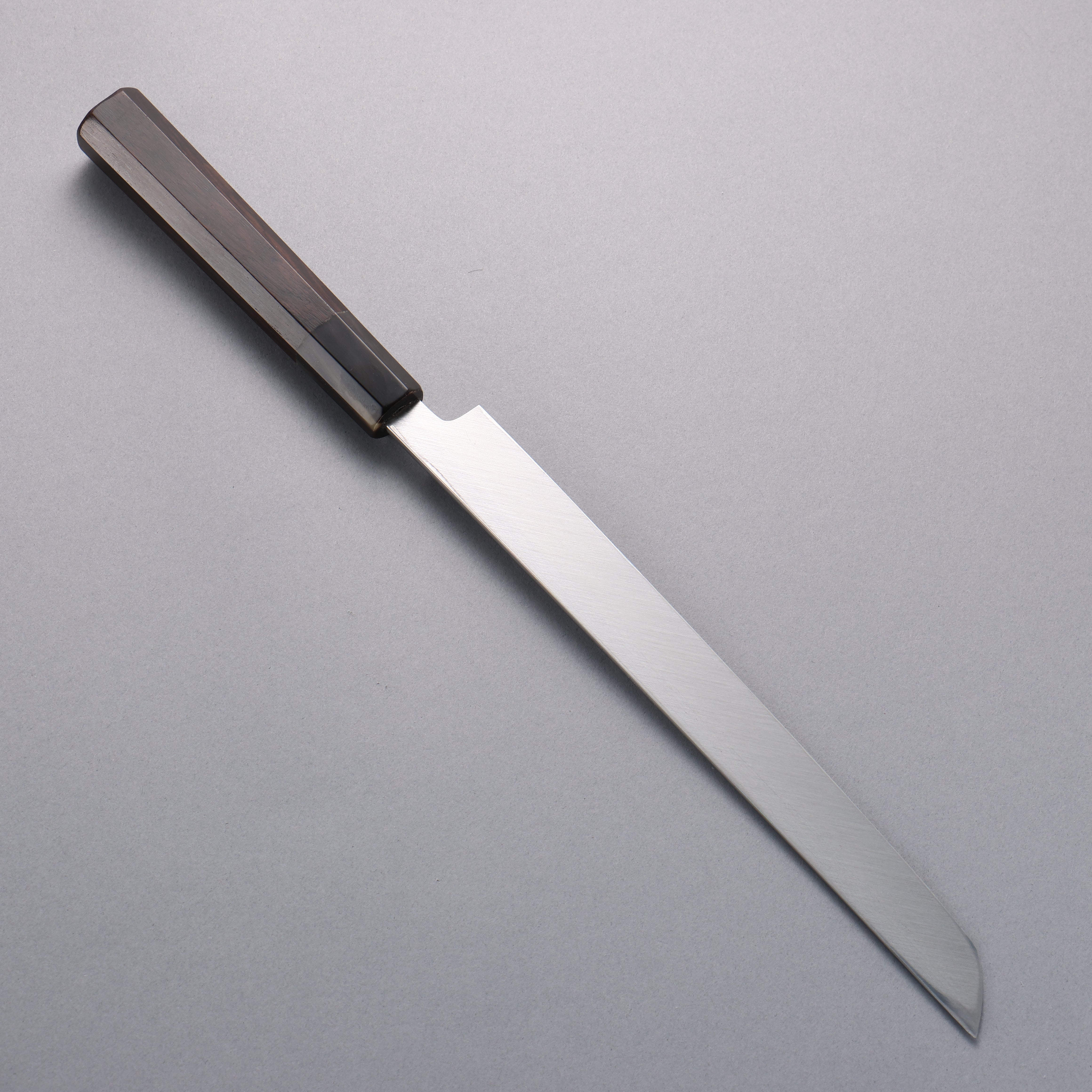 Tessen by Tanaka Tamahagane Mirrored Finish Sakimaru Yanagiba 240mm Ebony Wood Handle with Sheath - Japanny - Best Japanese Knife