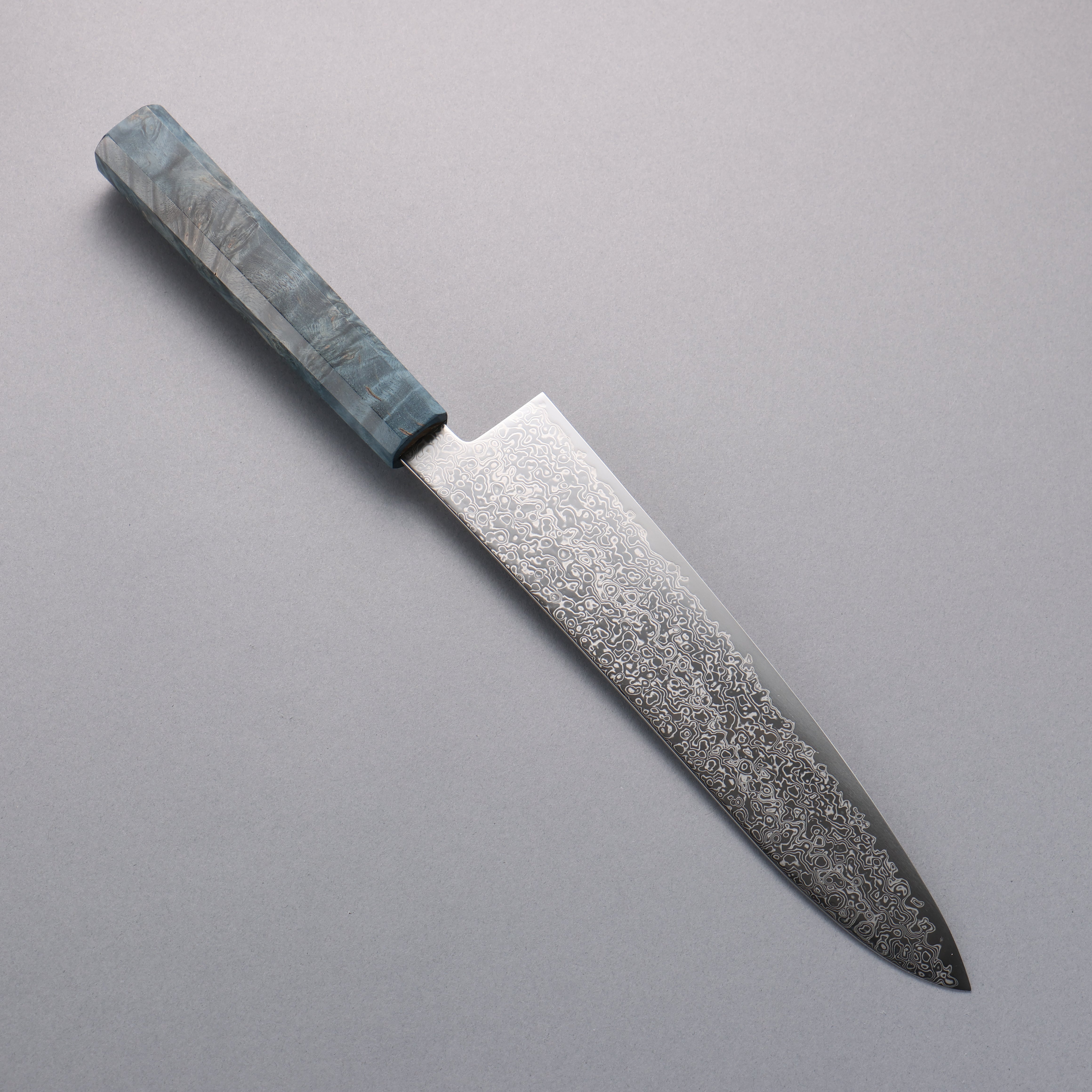 Seisuke SG2 Damascus Migaki Finished Gyuto 210mm Blue Stabilized Wood Handle - Japanny - Best Japanese Knife