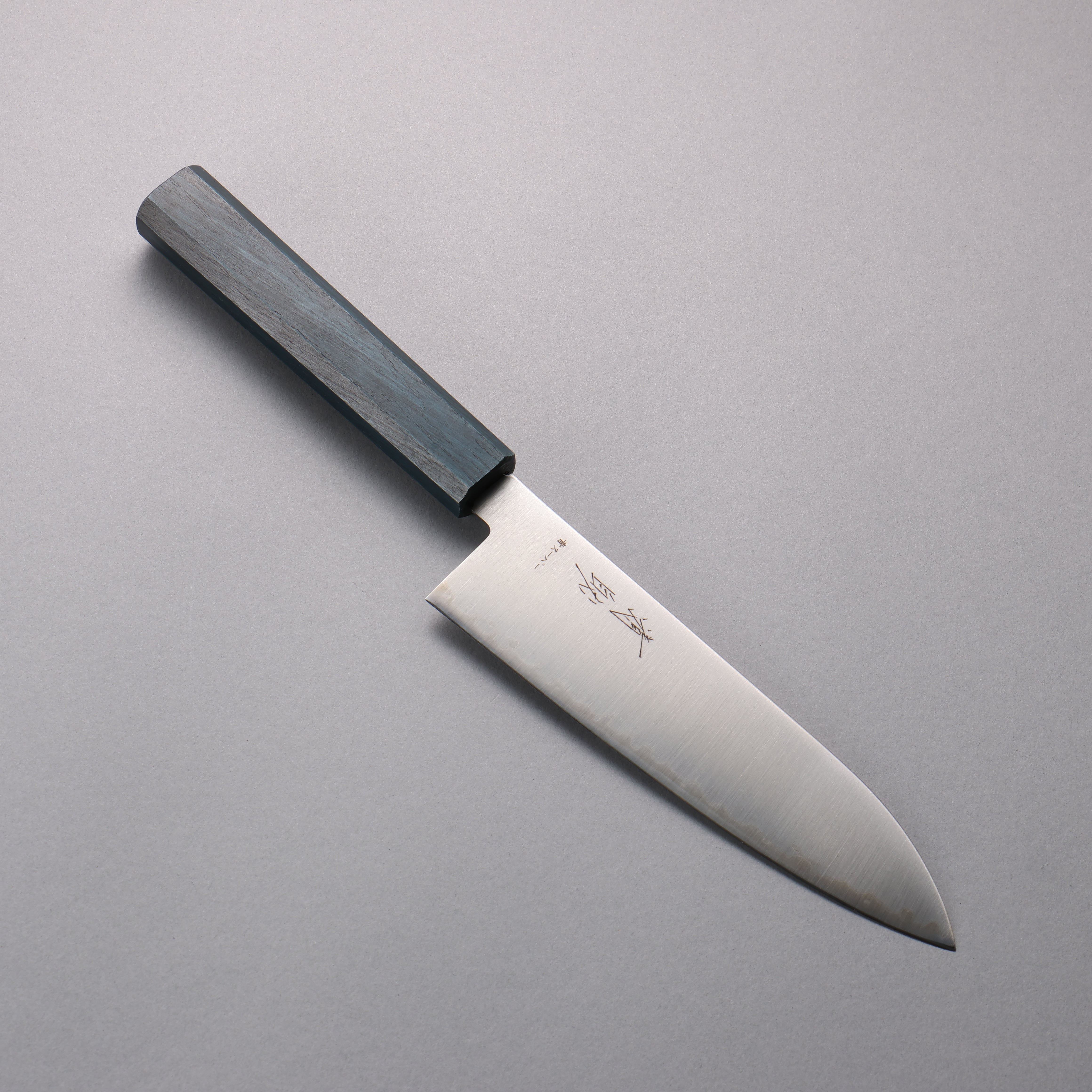 Seisuke Blue Super Migaki Polish Finish Santoku 180mm Blue Lacquered Handle - Japanny - Best Japanese Knife