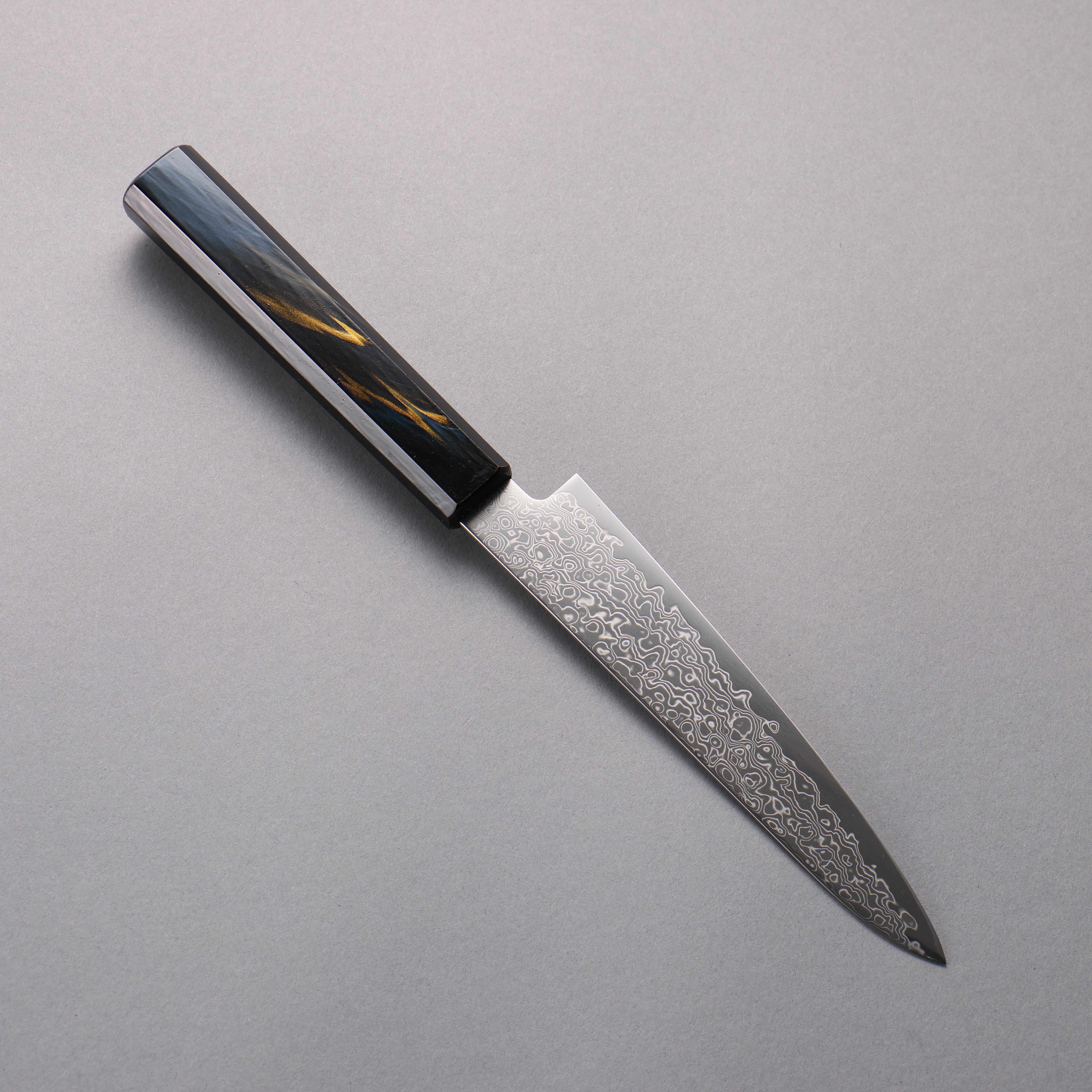Kanjyo SG2 Damascus Petty-Utility 150mm Dark Blue and Gold Lacquered Handle - Japanny - Best Japanese Knife