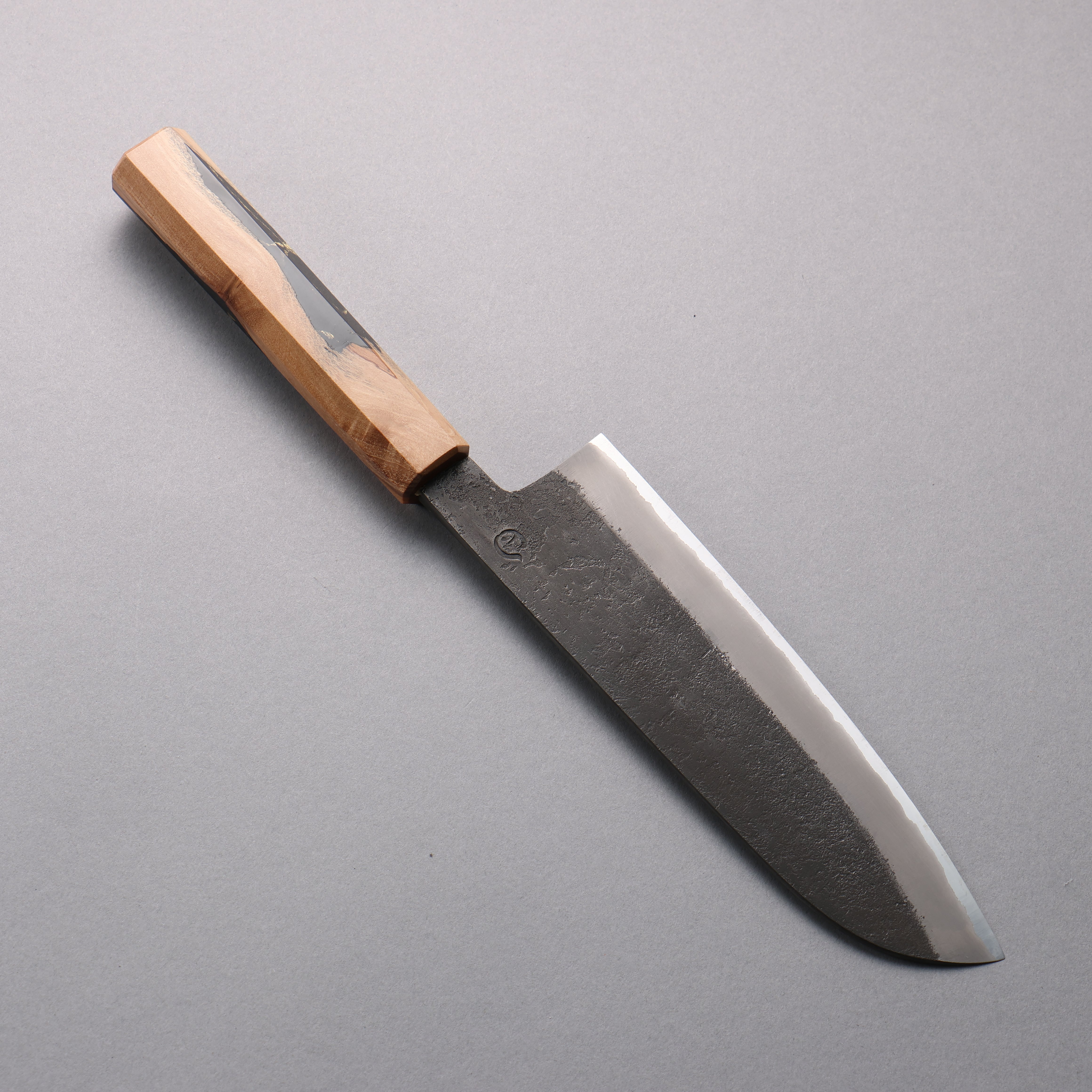 Hozantomoe White Steel No.2 Black Finished Santoku 165mm Olive Tree and Black Resin Handle - Japanny - Best Japanese Knife