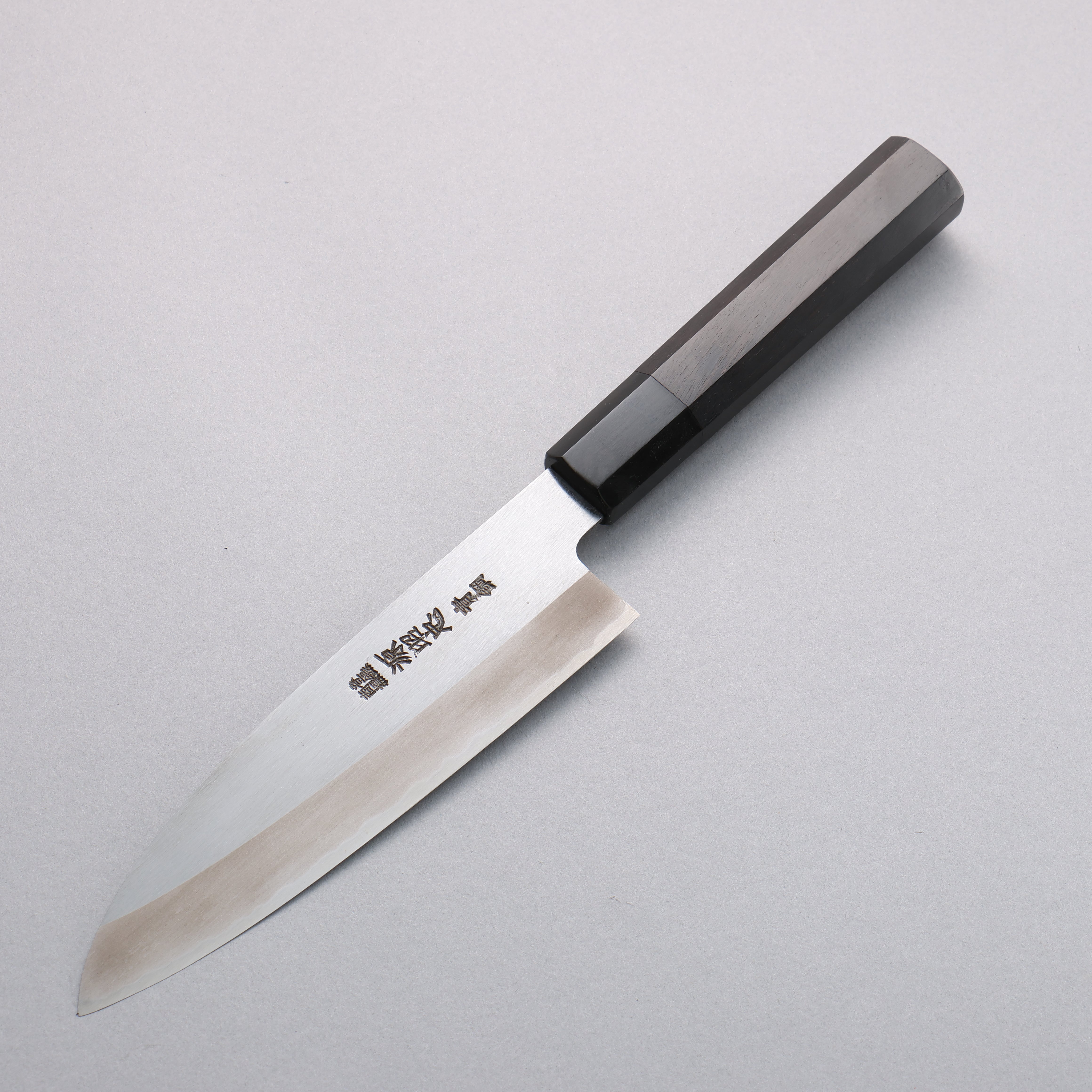 Minamoto Akitada Blue Steel No.2 Kasumitogi Santoku 180mm Ebony Wood Handle - Japanny - Best Japanese Knife