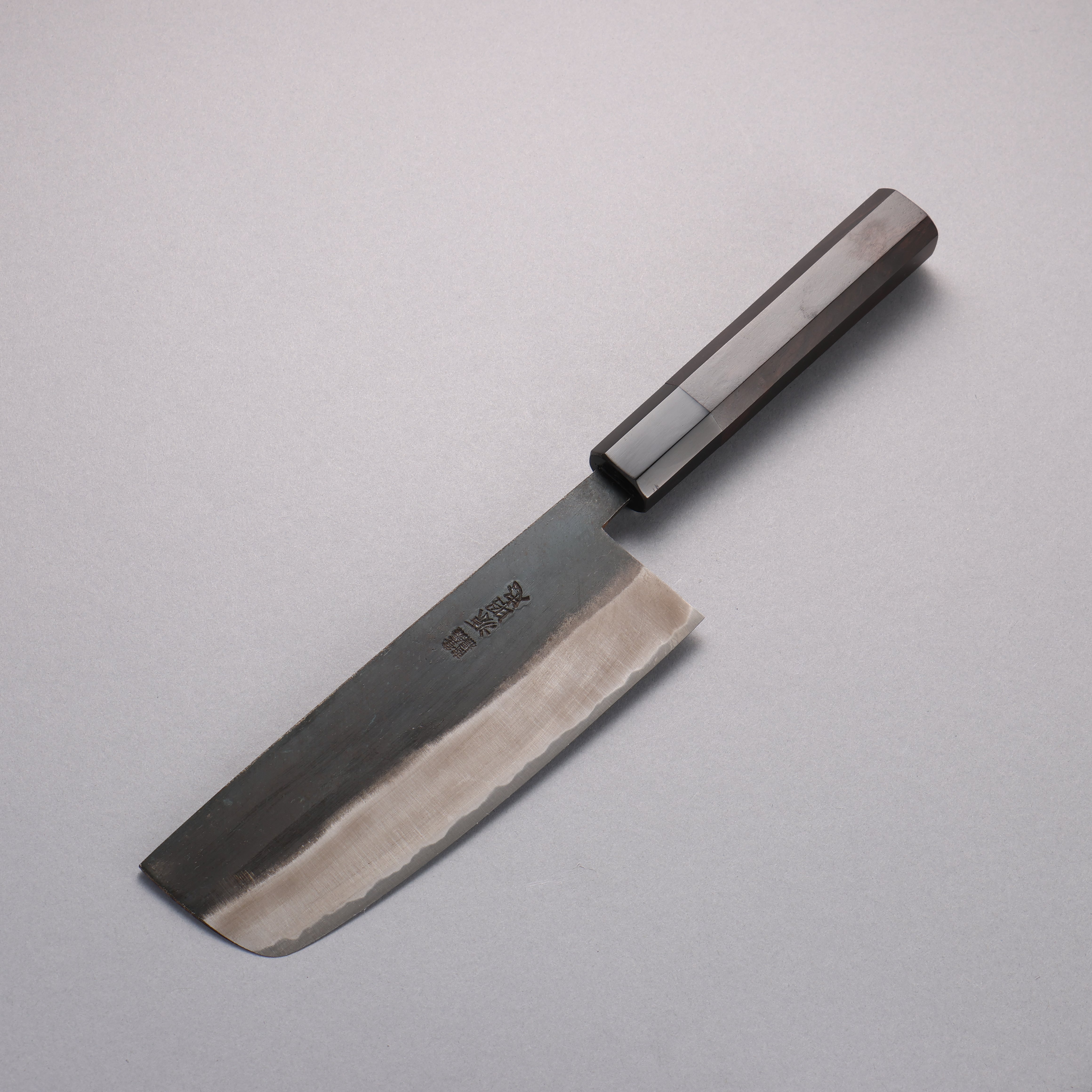 Minamoto Akitada White Steel No.2 Black Finished Nakiri 165mm Ebony Wood Handle - Japanny - Best Japanese Knife