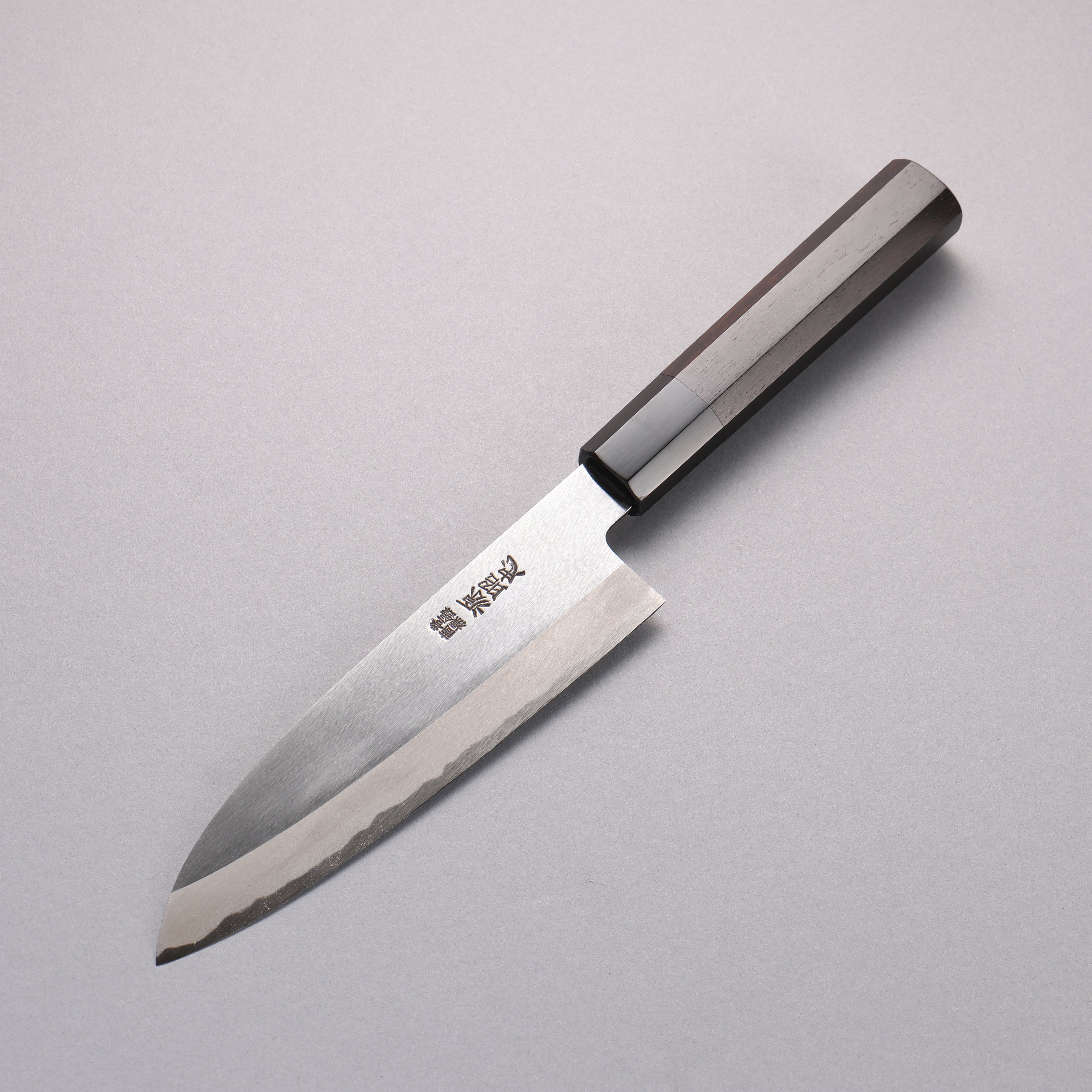 Minamoto Akitada White Steel No.2 Kasumitogi Santoku 180mm Ebony Wood Handle - Japanny - Best Japanese Knife