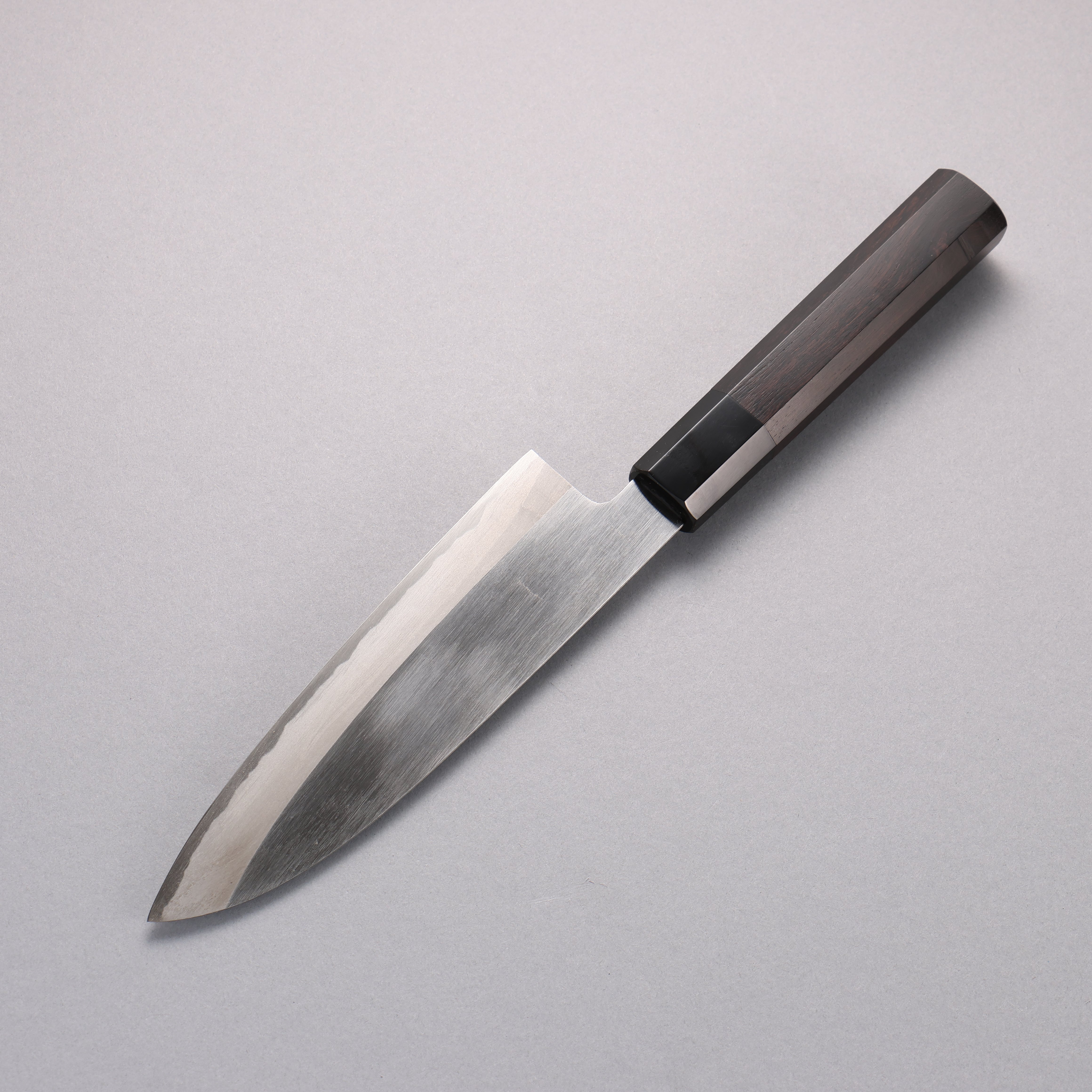 Minamoto Akitada White Steel No.2 Kasumitogi Santoku 180mm Ebony Wood Handle - Japanny - Best Japanese Knife