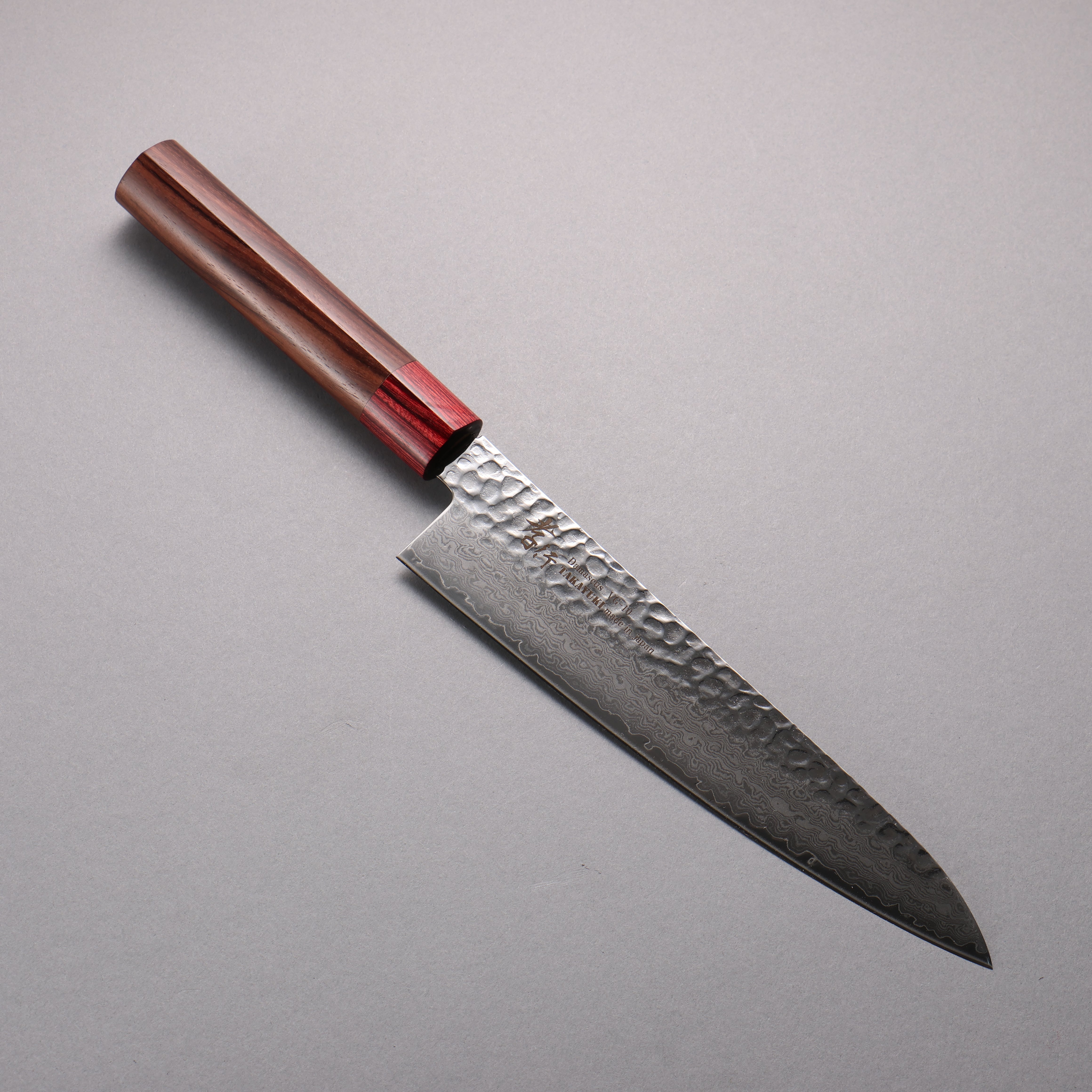 Sakai Takayuki VG10 33 Layer Hammered Damascus Gyuto 210mm Rosewood (ferrule: Red Pakka wood) Handle - Japanny - Best Japanese Knife