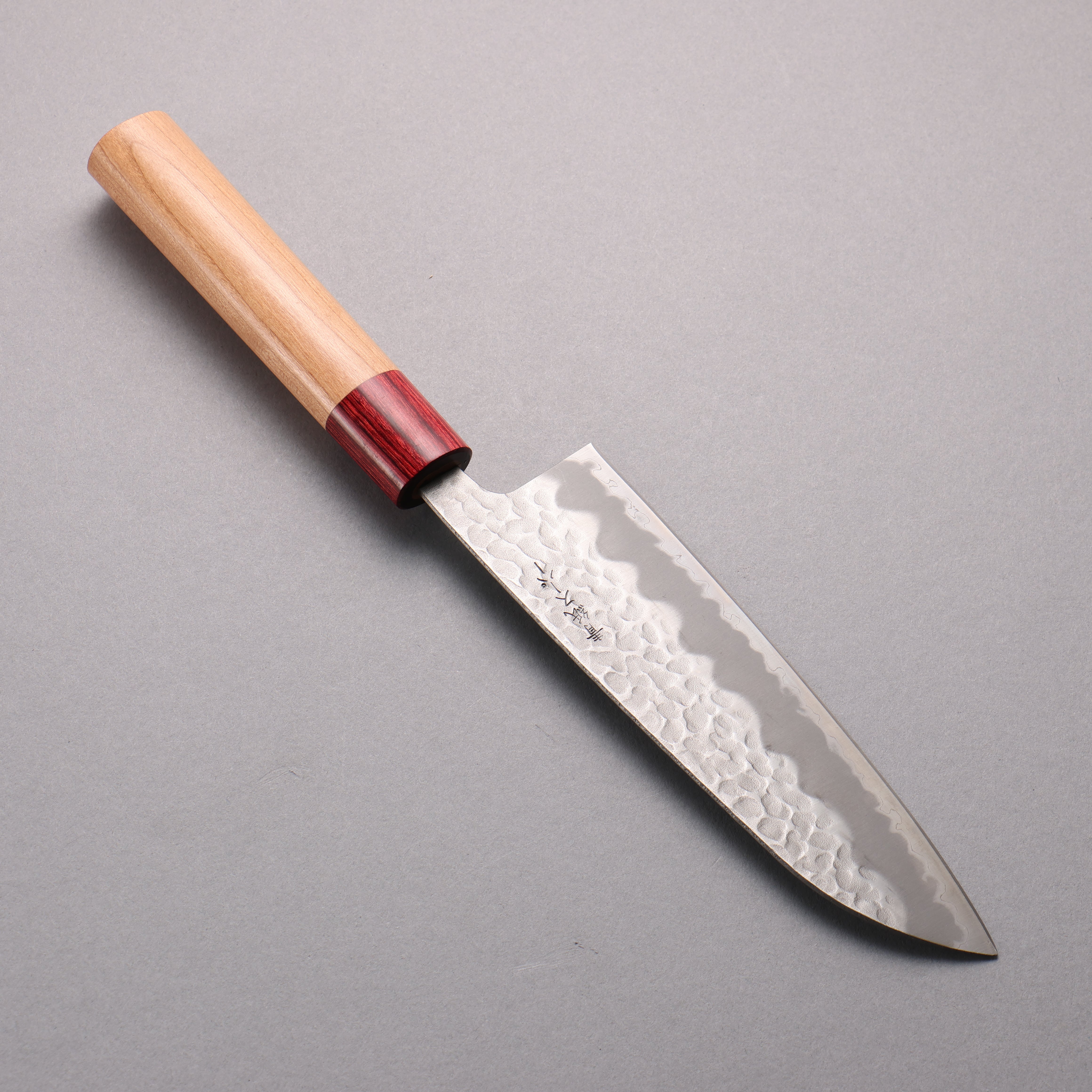 Seisuke Blue Super Hammered Santoku 170mm American Cherry Handle - Japanny - Best Japanese Knife