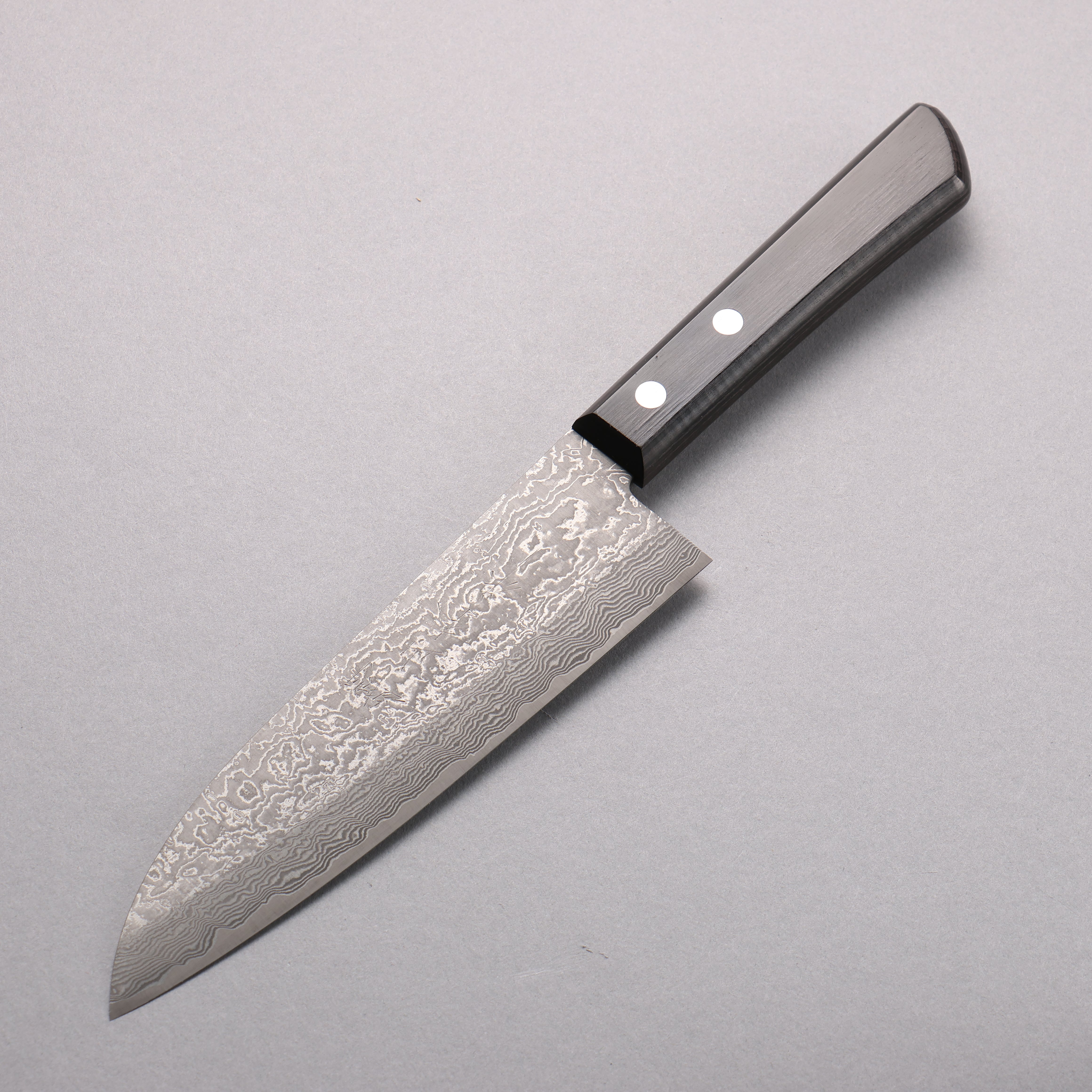 Nao Yamamoto VG10 Black Damascus Santoku 170mm Black Pakka wood Handle - Japanny - Best Japanese Knife