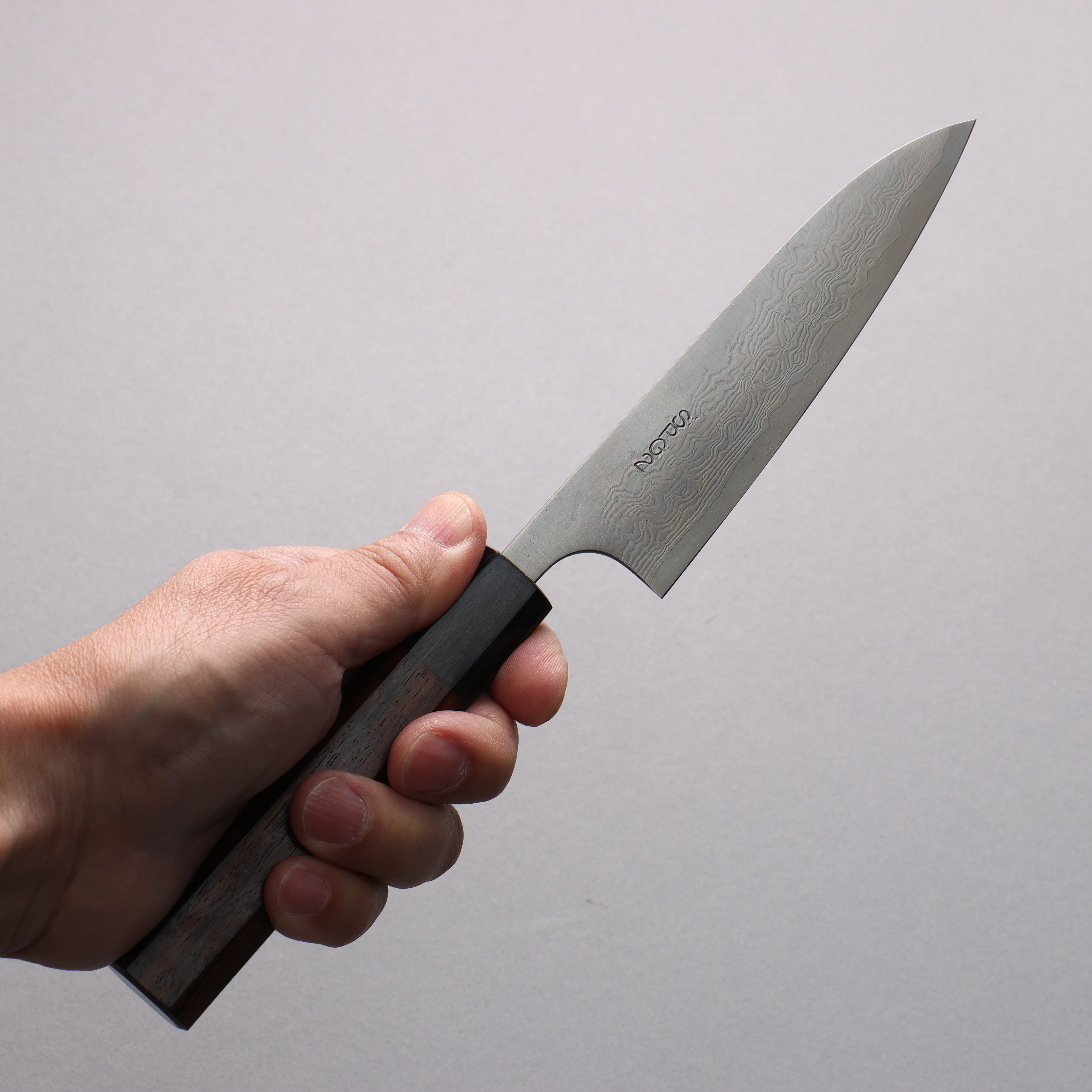 Nao Yamamoto SG2 Damascus Migaki Finished Petty-Utility 120mm Rosewood (Ferrule: Black Pakka Wood) Handle - Japanny - Best Japanese Knife