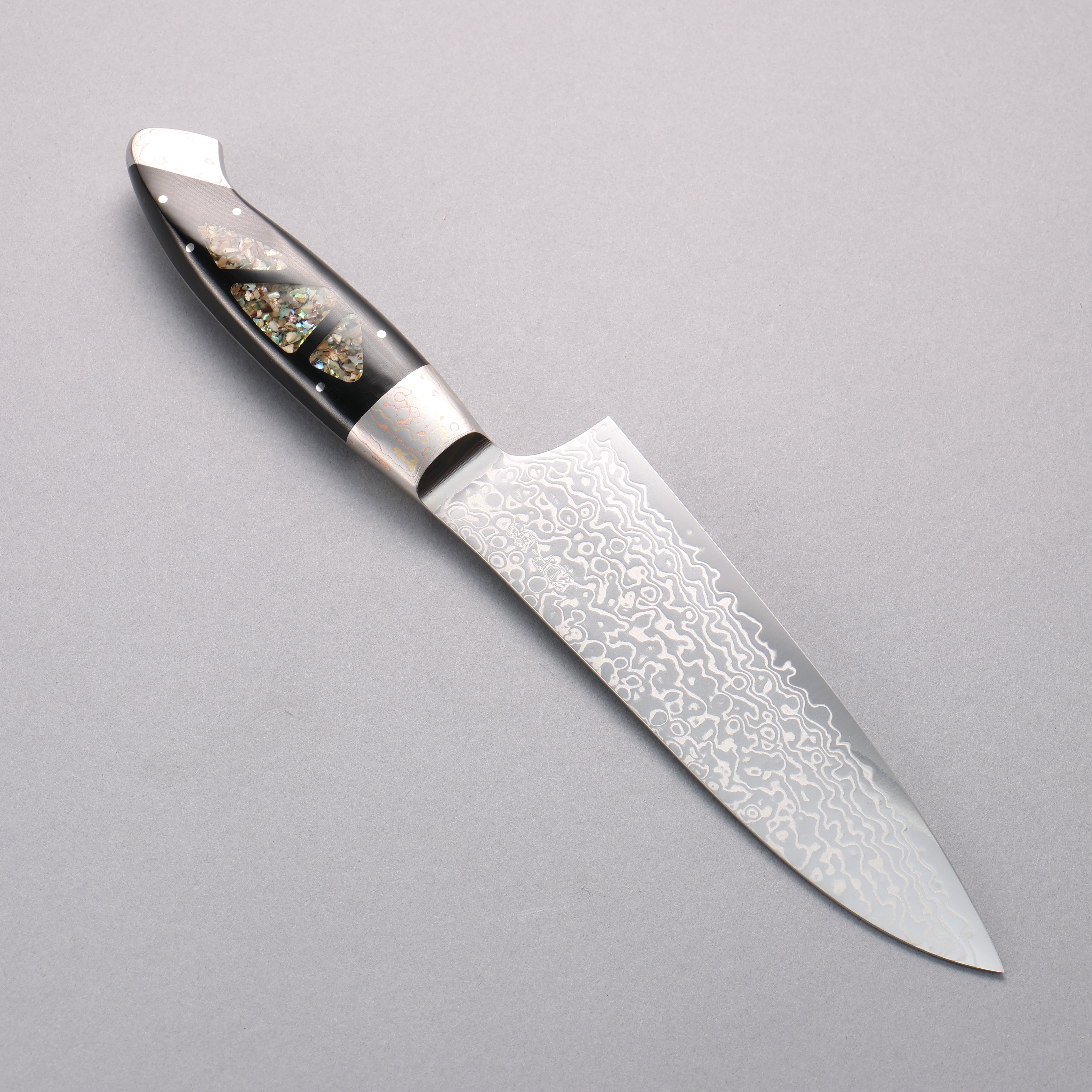 Kajin ZDP189 Damascus Migaki Finished Santoku 165mm Abalone Inlay Handle - Japanny - Best Japanese Knife