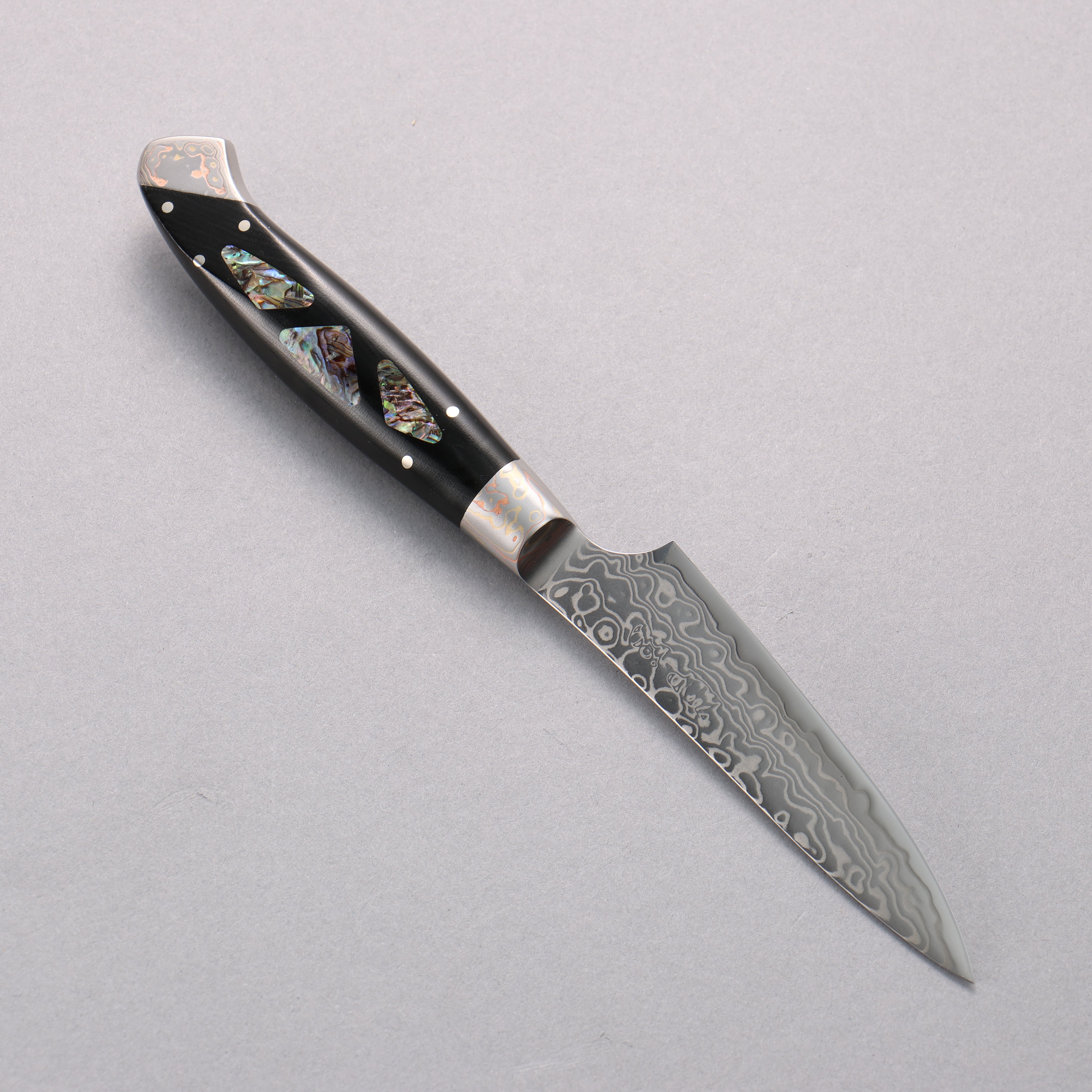 Kajin ZDP189 Damascus Migaki Finished Petty-Utility 95mm Abalone Inlay Handle - Japanny - Best Japanese Knife
