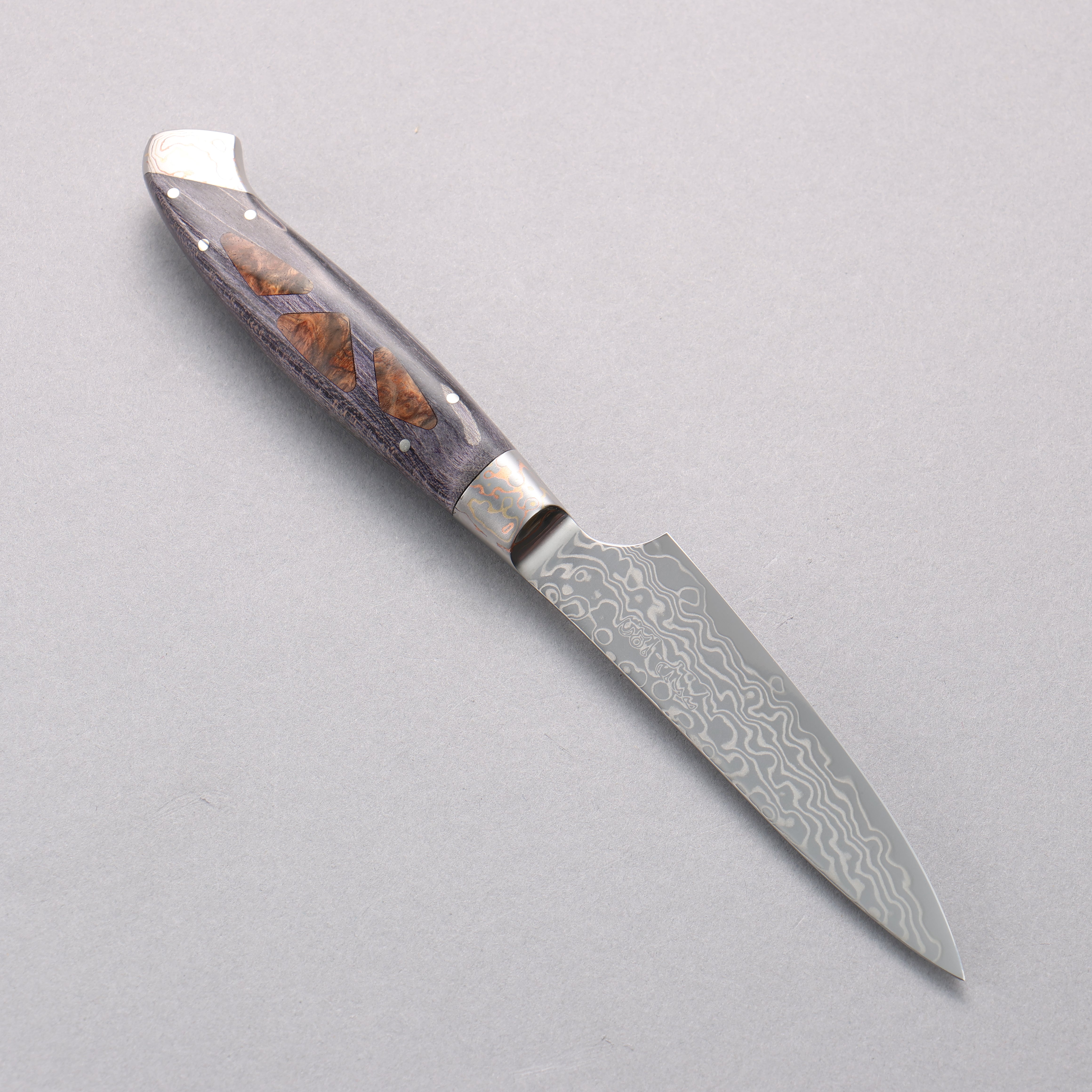 Kajin ZDP189 Damascus Migaki Finished Petty-Utility 95mm Complite with Chinese Quince Burl Inlay Handle - Japanny - Best Japanese Knife