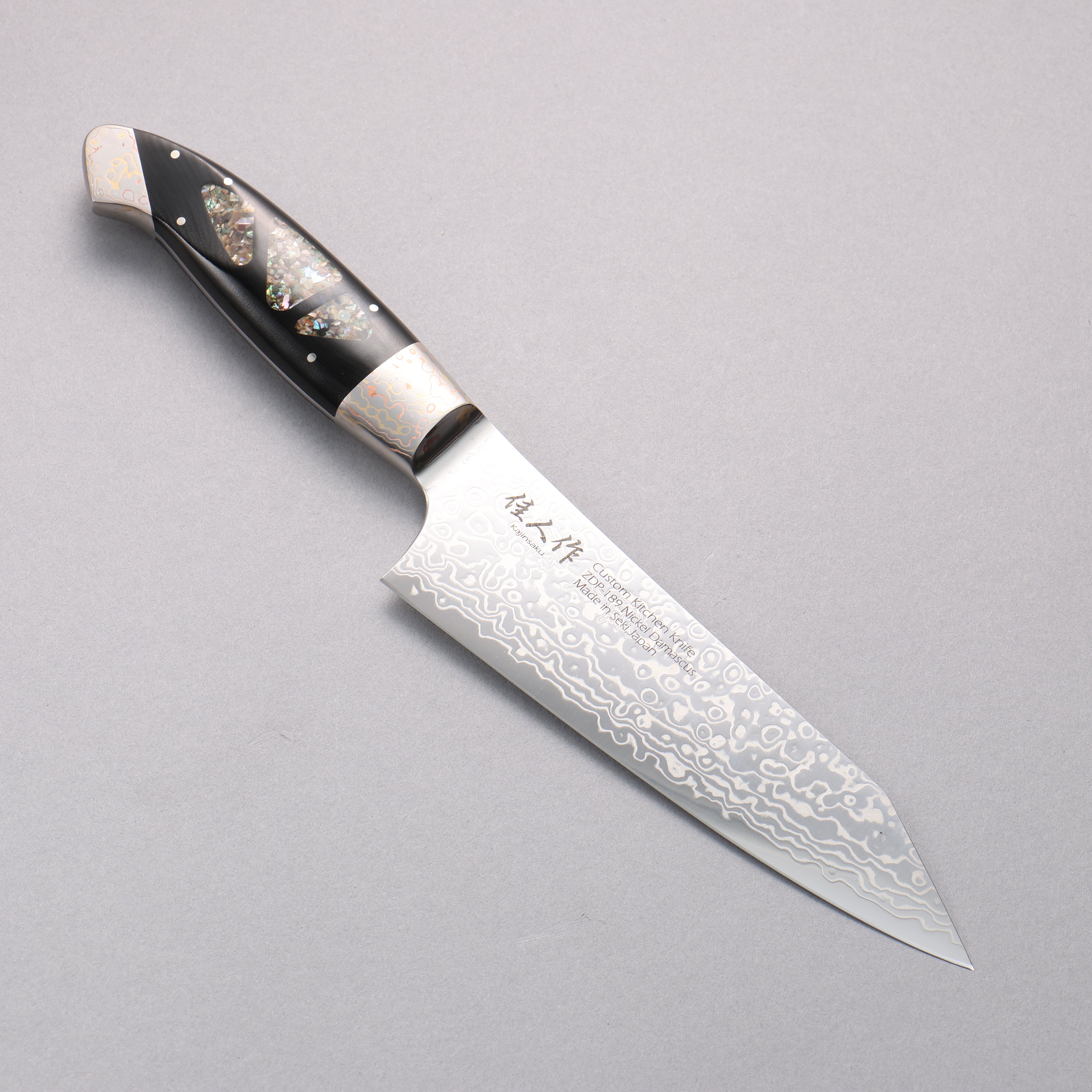 Kajin ZDP189 Damascus Migaki Finished Bunka 165mm Abalone Inlay Handle - Japanny - Best Japanese Knife