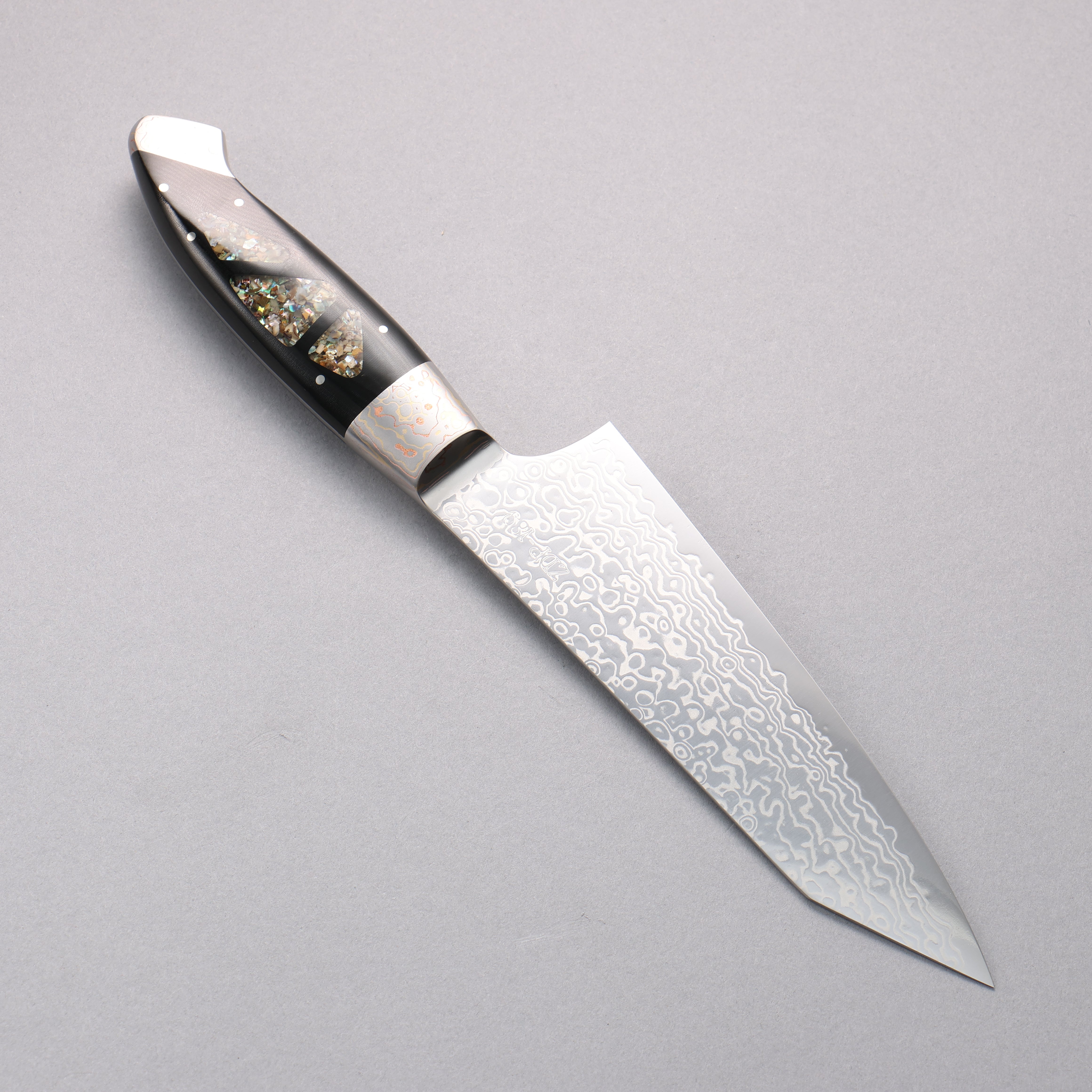 Kajin ZDP189 Damascus Migaki Finished Bunka 165mm Abalone Inlay Handle - Japanny - Best Japanese Knife