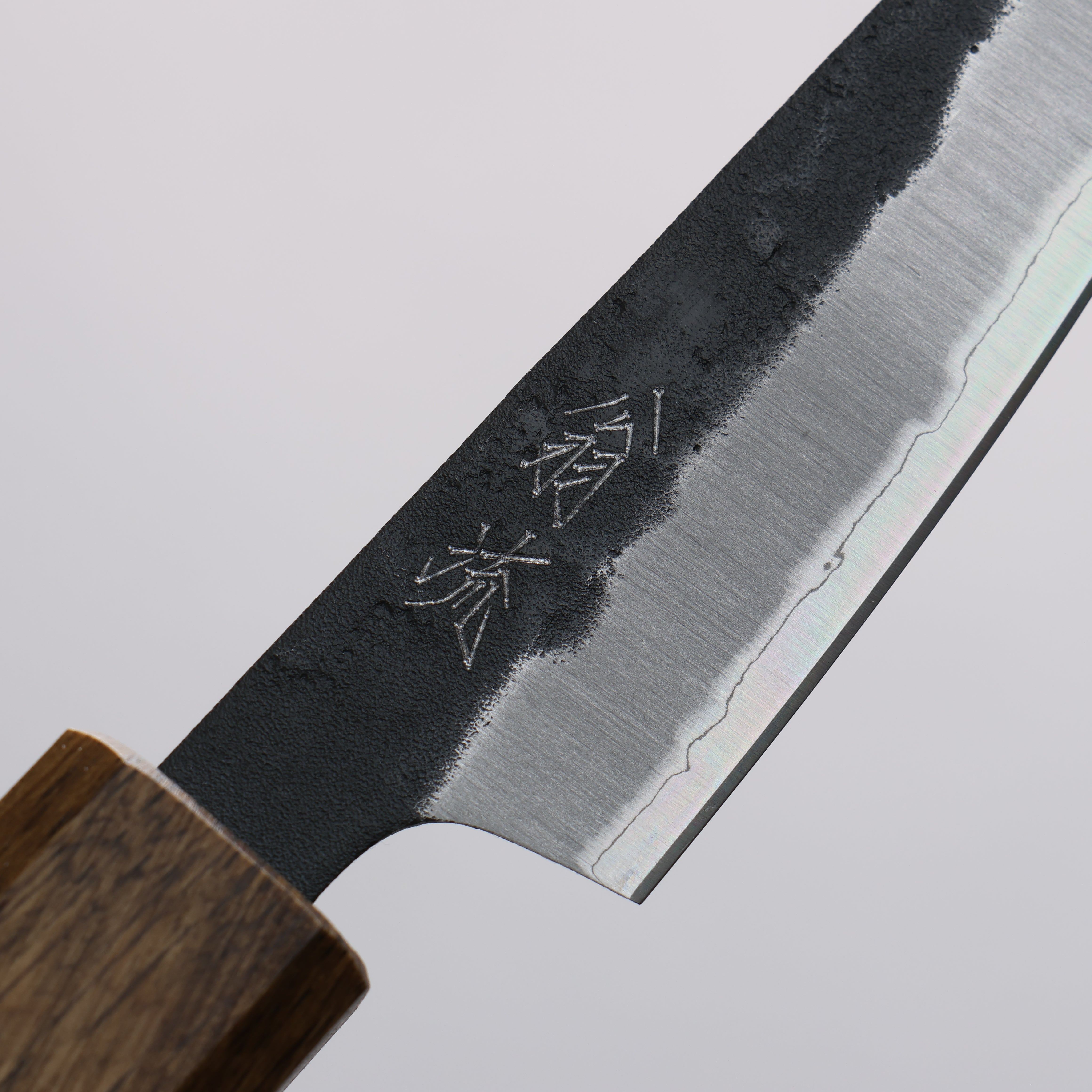 Oul Blue Super Black Nashiji Petty-Utility 80mm Oak Handle - Japanny - Best Japanese Knife
