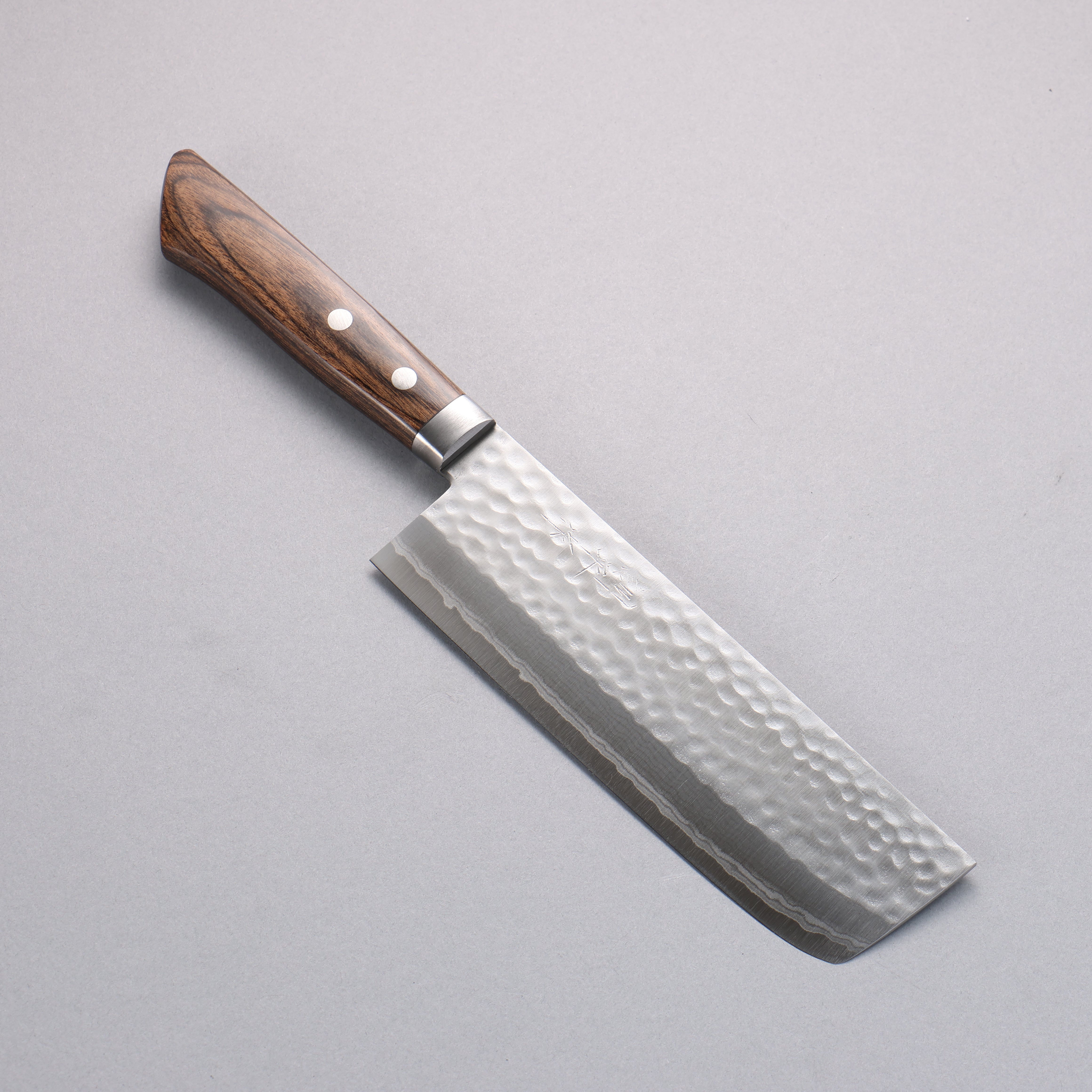 Kunihira Kokuryu VG10 Hammered Damascus Nakiri 165mm Scotch Pakka wood Handle - Japanny - Best Japanese Knife