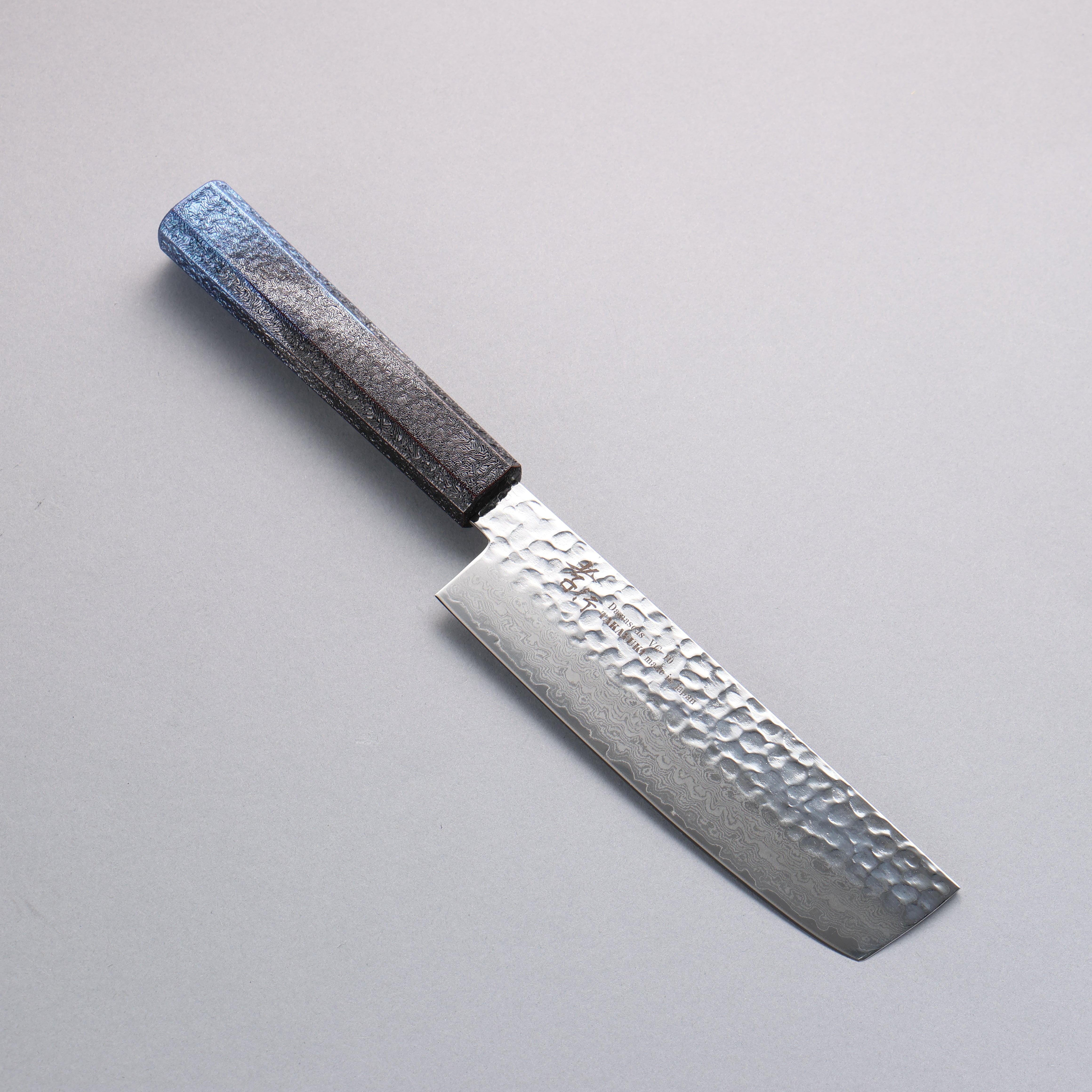 Sakai Takayuki Rinnou VG10 33 Layer Damascus Nakiri 160mm Blue Lacquered Handle - Japanny - Best Japanese Knife