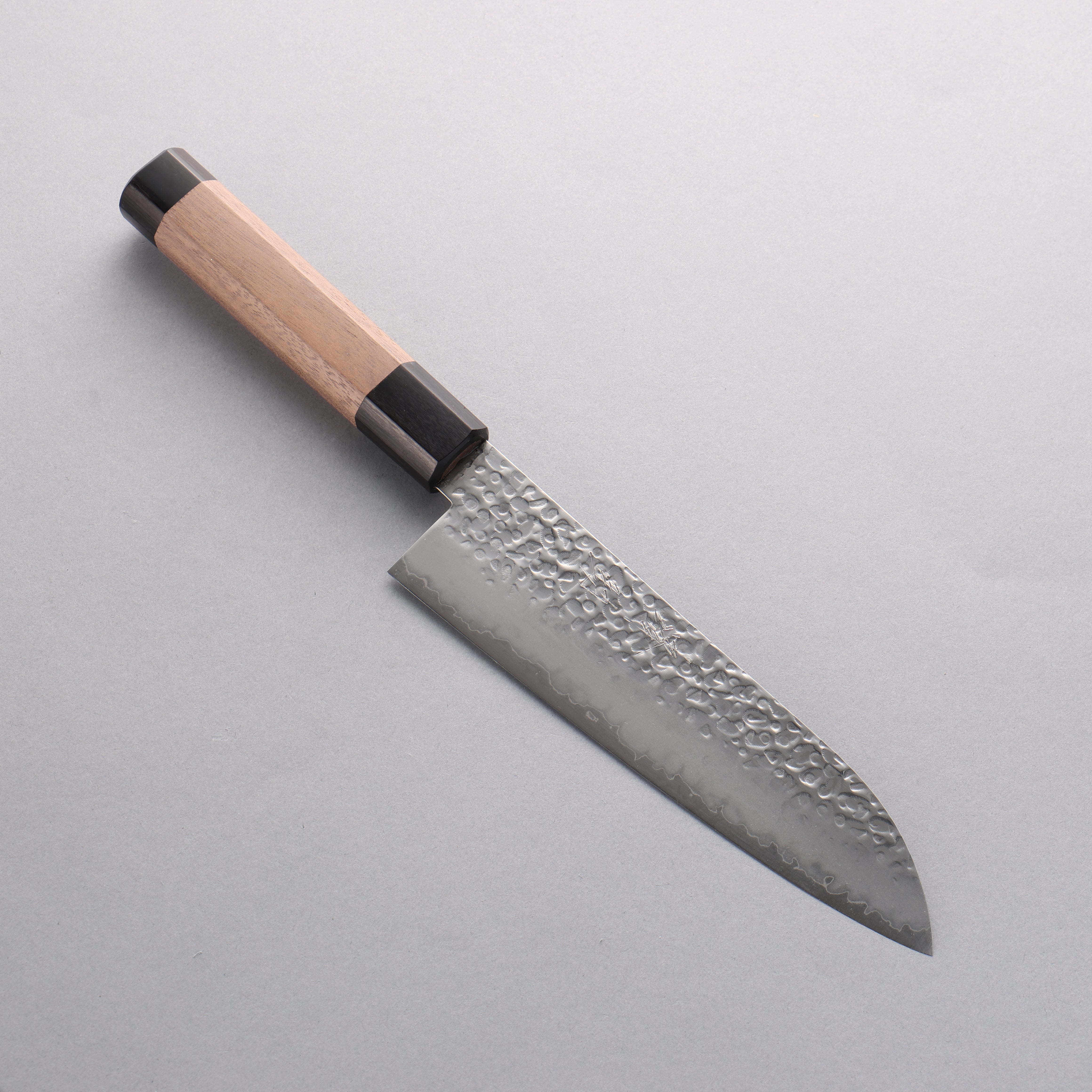 Seisuke Silver Steel No.3 Hammered Santoku 180mm Walnut (With Double Black Pakka wood) Handle - Japanny - Best Japanese Knife