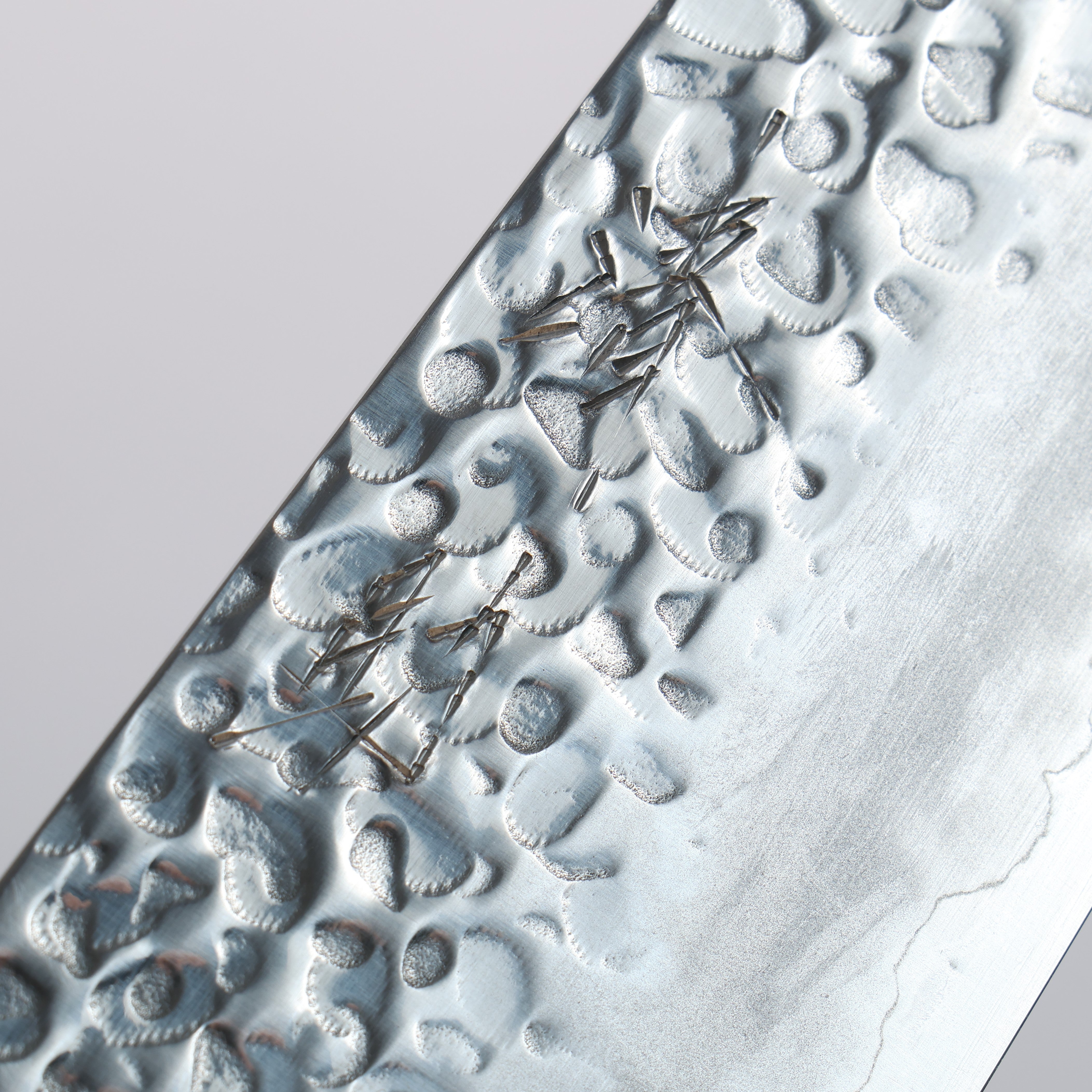 Seisuke Silver Steel No.3 Hammered Santoku 180mm Walnut (With Double Black Pakka wood) Handle - Japanny - Best Japanese Knife