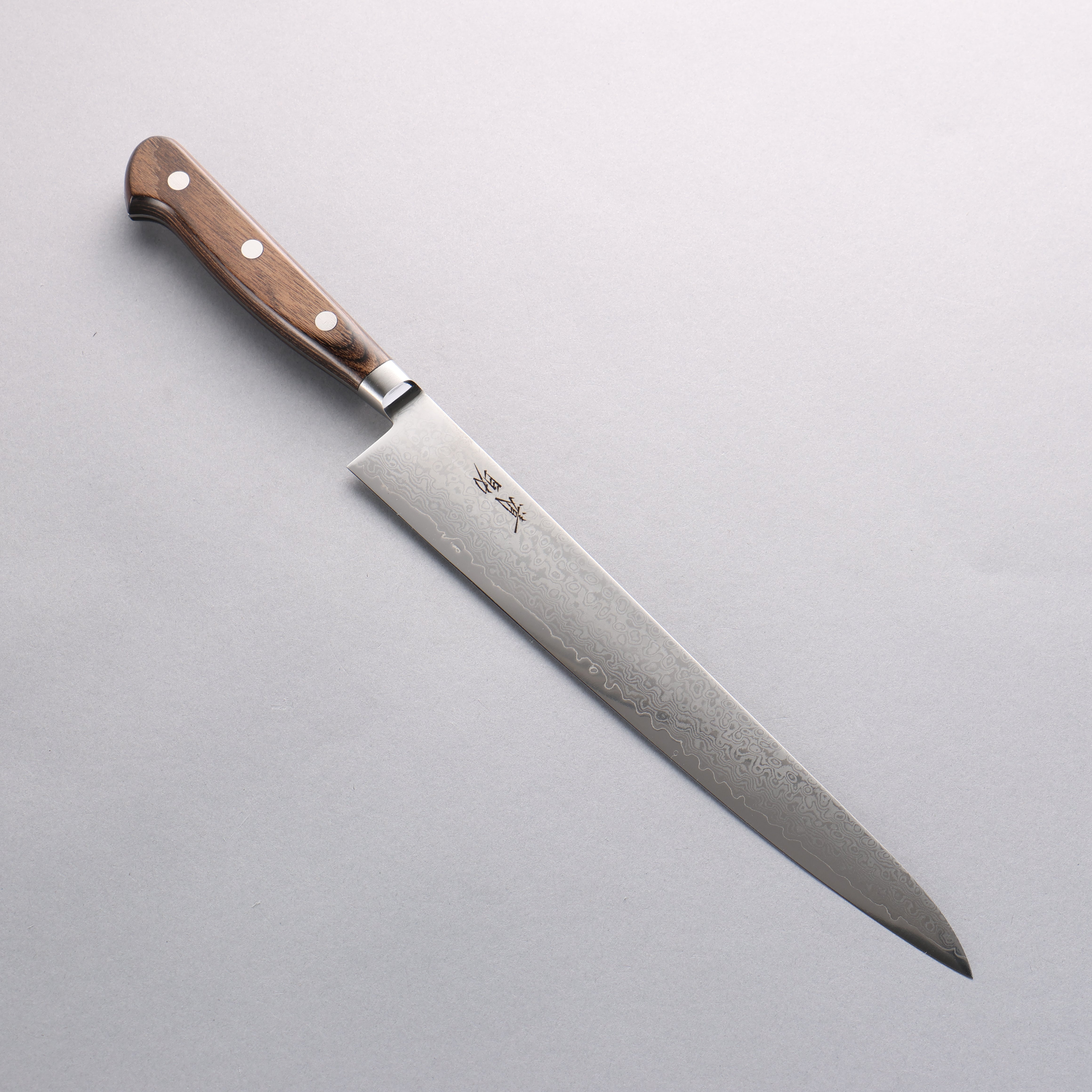 Seisuke VG10 33 Layer Mirrored Finish Damascus Sujihiki 240mm Brown Pakka wood Handle - Japanny - Best Japanese Knife