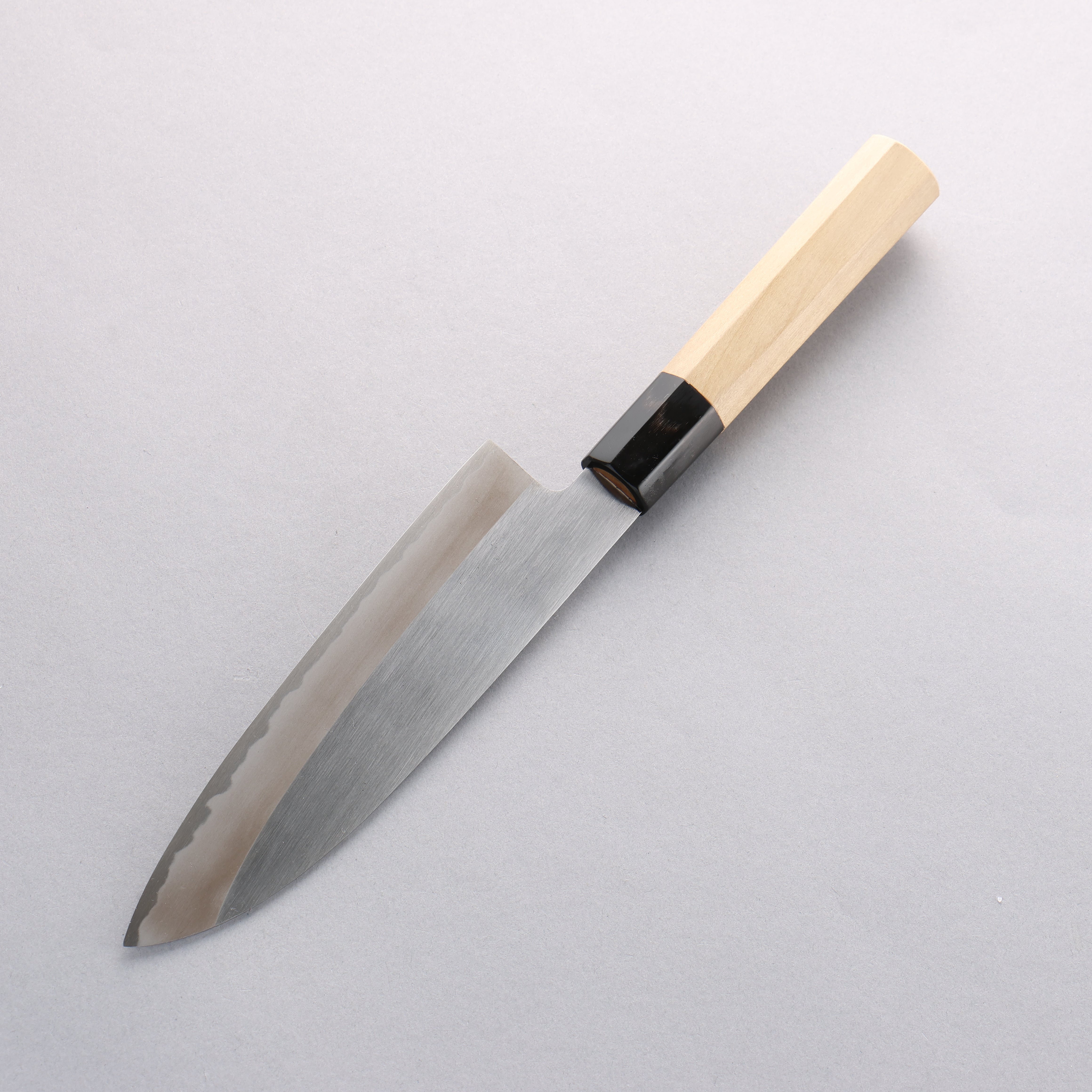 Minamoto Akitada Blue Steel No.2 Kasumitogi Santoku 180mm Magnolia Handle - Japanny - Best Japanese Knife