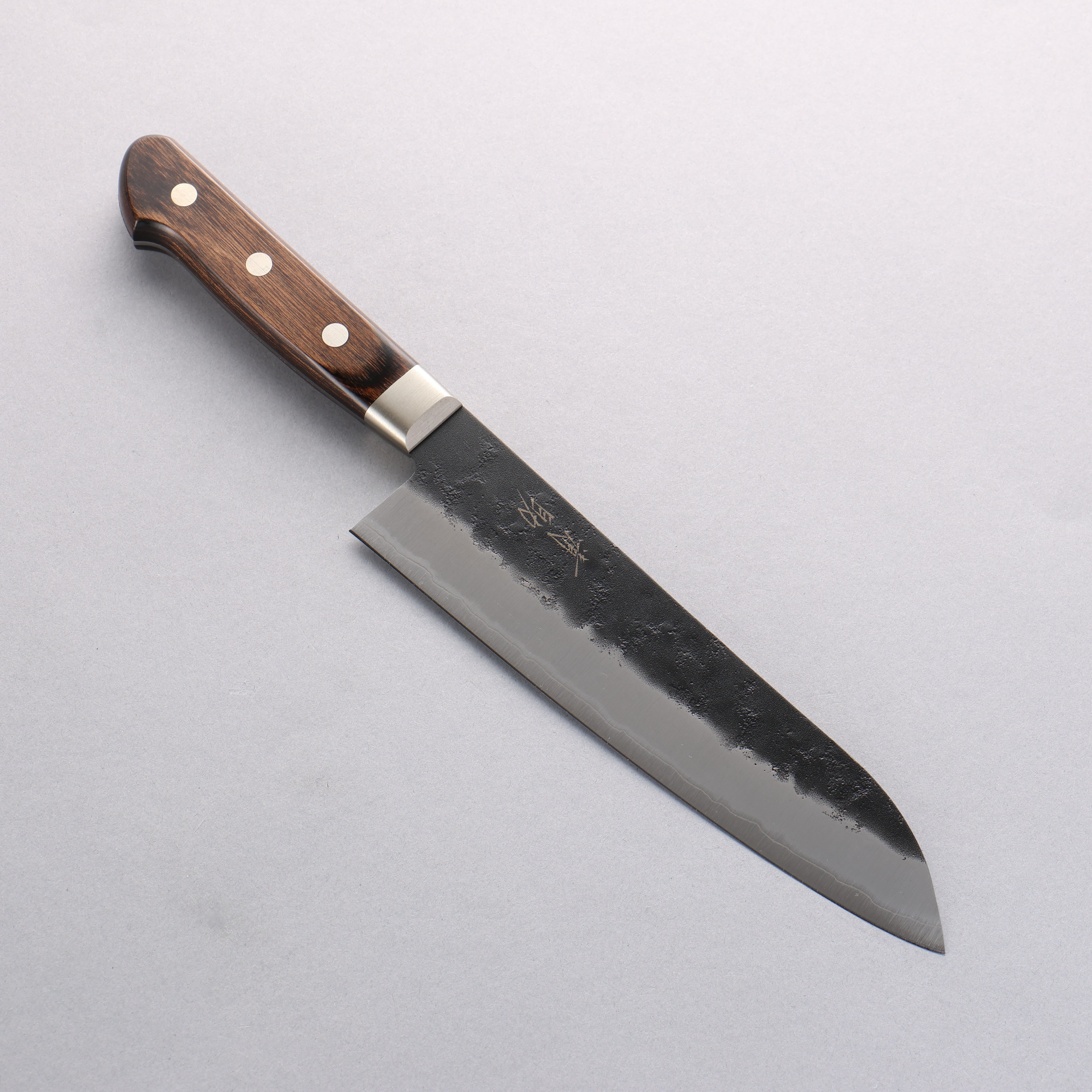 Seisuke Blue Super Black Santoku 180mm Brown Pakka wood Handle - Japanny - Best Japanese Knife