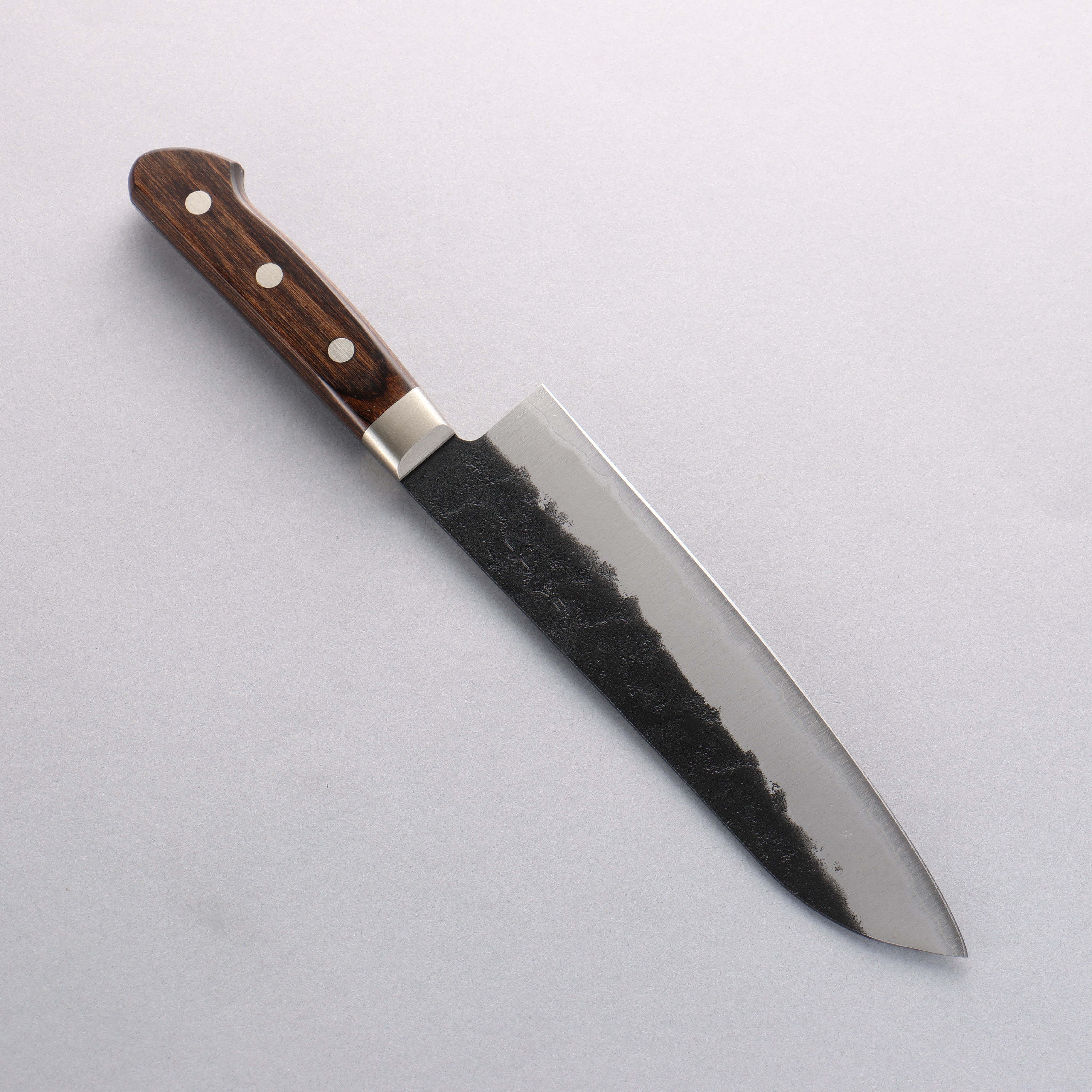 Seisuke Blue Super Black Santoku 180mm Brown Pakka wood Handle - Japanny - Best Japanese Knife