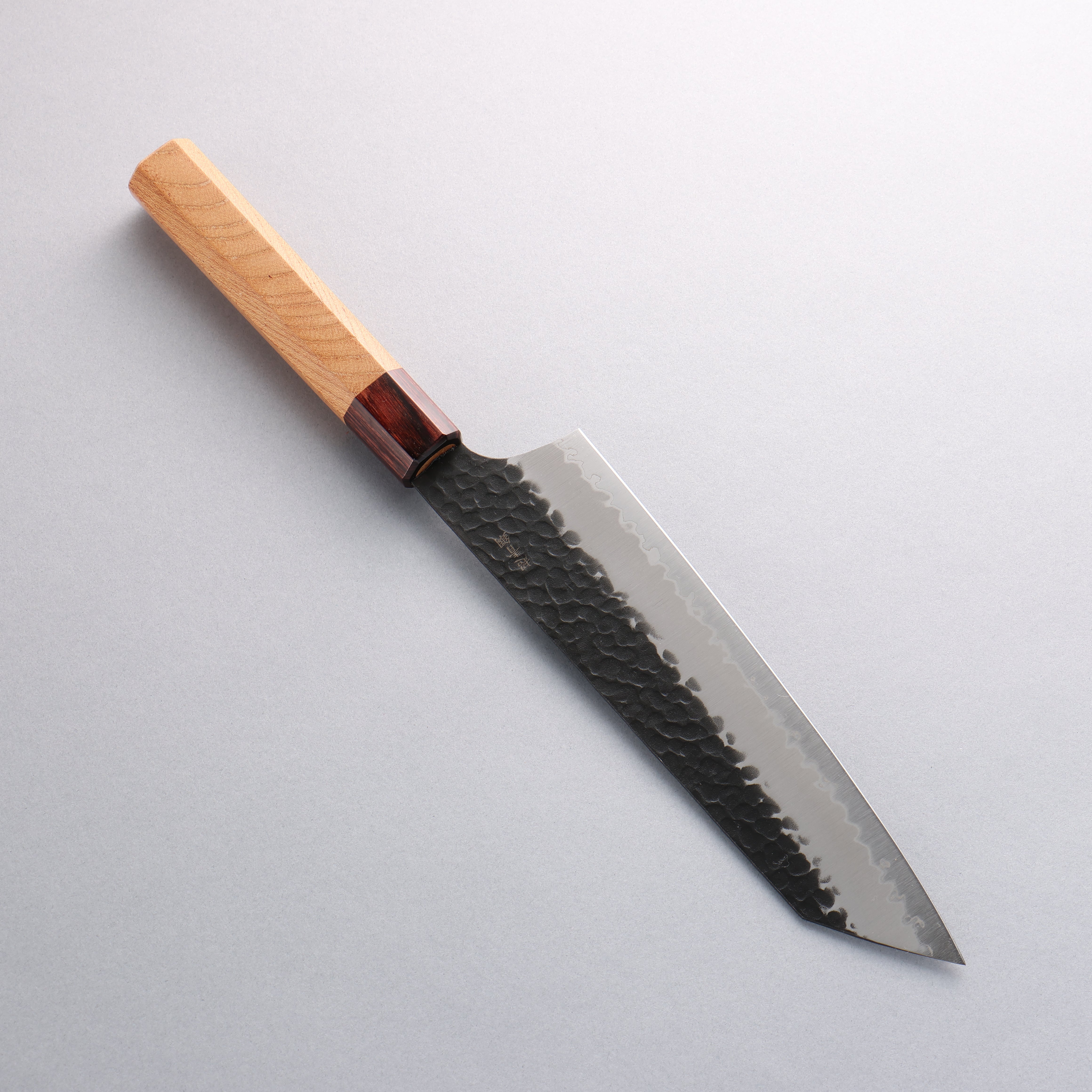 Sakai Takayuki Blue Super Hammered Black Finished Kengata Gyuto 190mm - Japanny - Best Japanese Knife