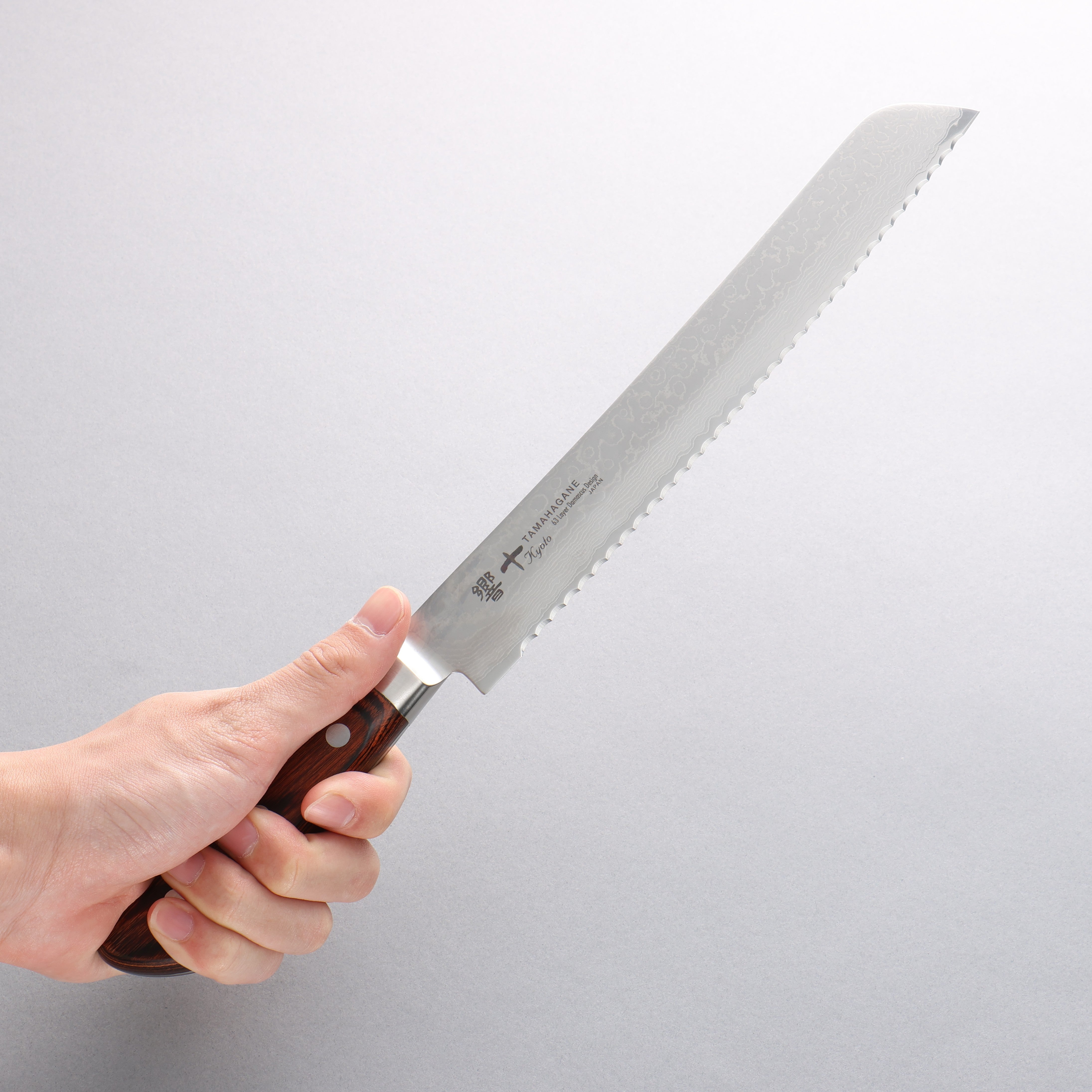 Tamahagane Kyoto 63 Layer Damascus Bread Slicer 230mm KP-1118 - Japanny - Best Japanese Knife