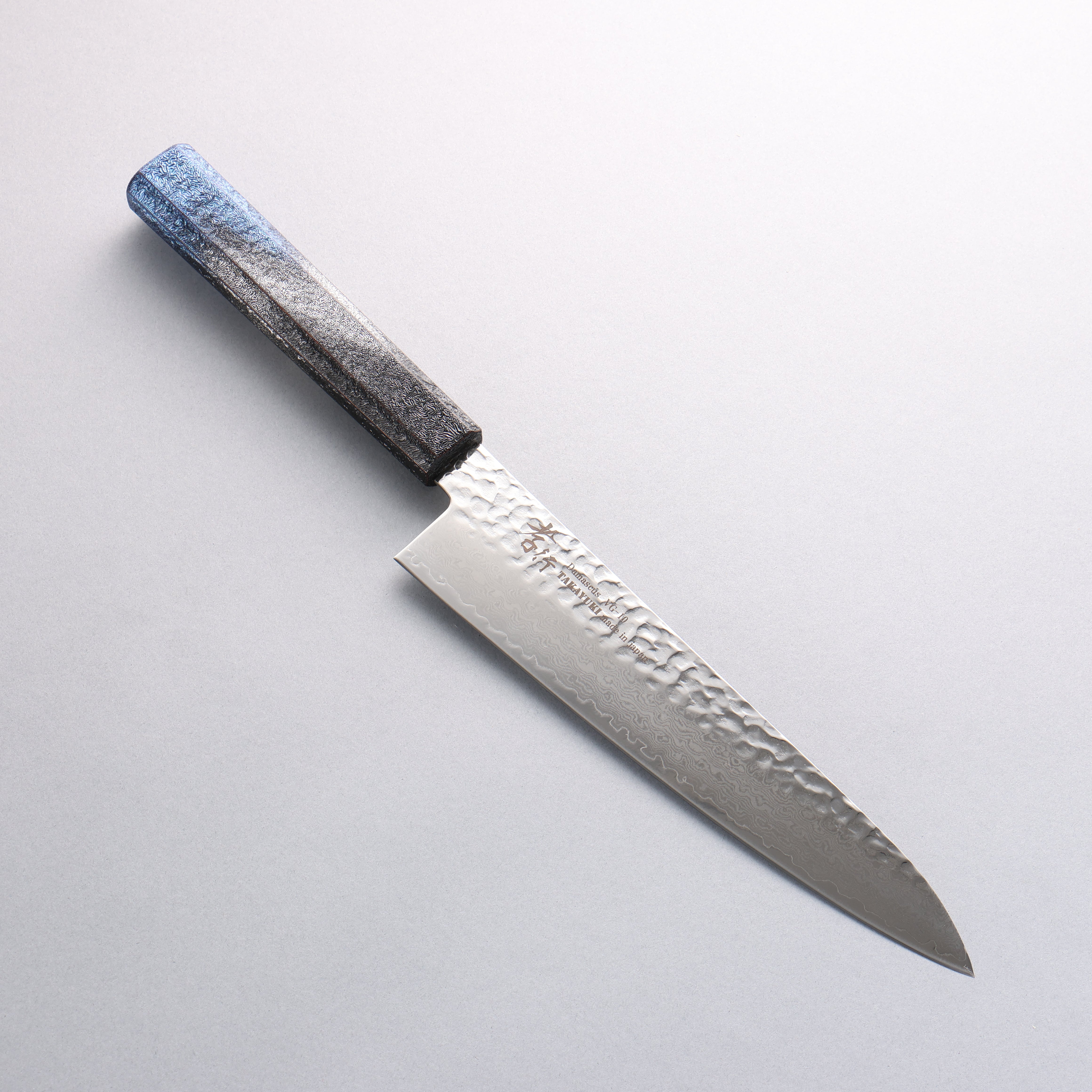 Sakai Takayuki Rinnou VG10 33 Layer Damascus Gyuto 210mm Blue Lacquered Handle - Japanny - Best Japanese Knife
