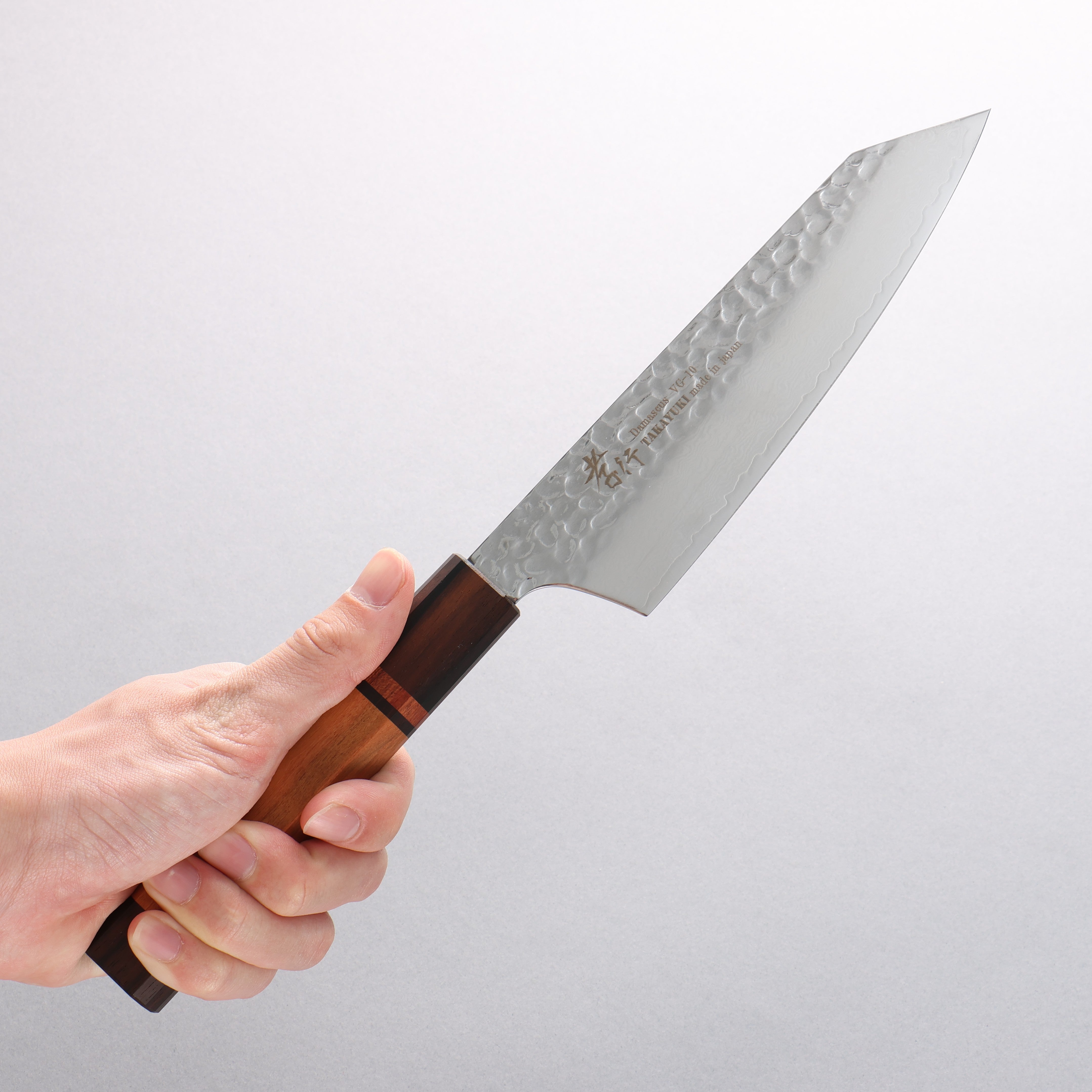 Sakai Takayuki VG10 33 Layer Damascus Kengata Santoku 160mm Mountain cherry (12 sided) Handle - Japanny - Best Japanese Knife