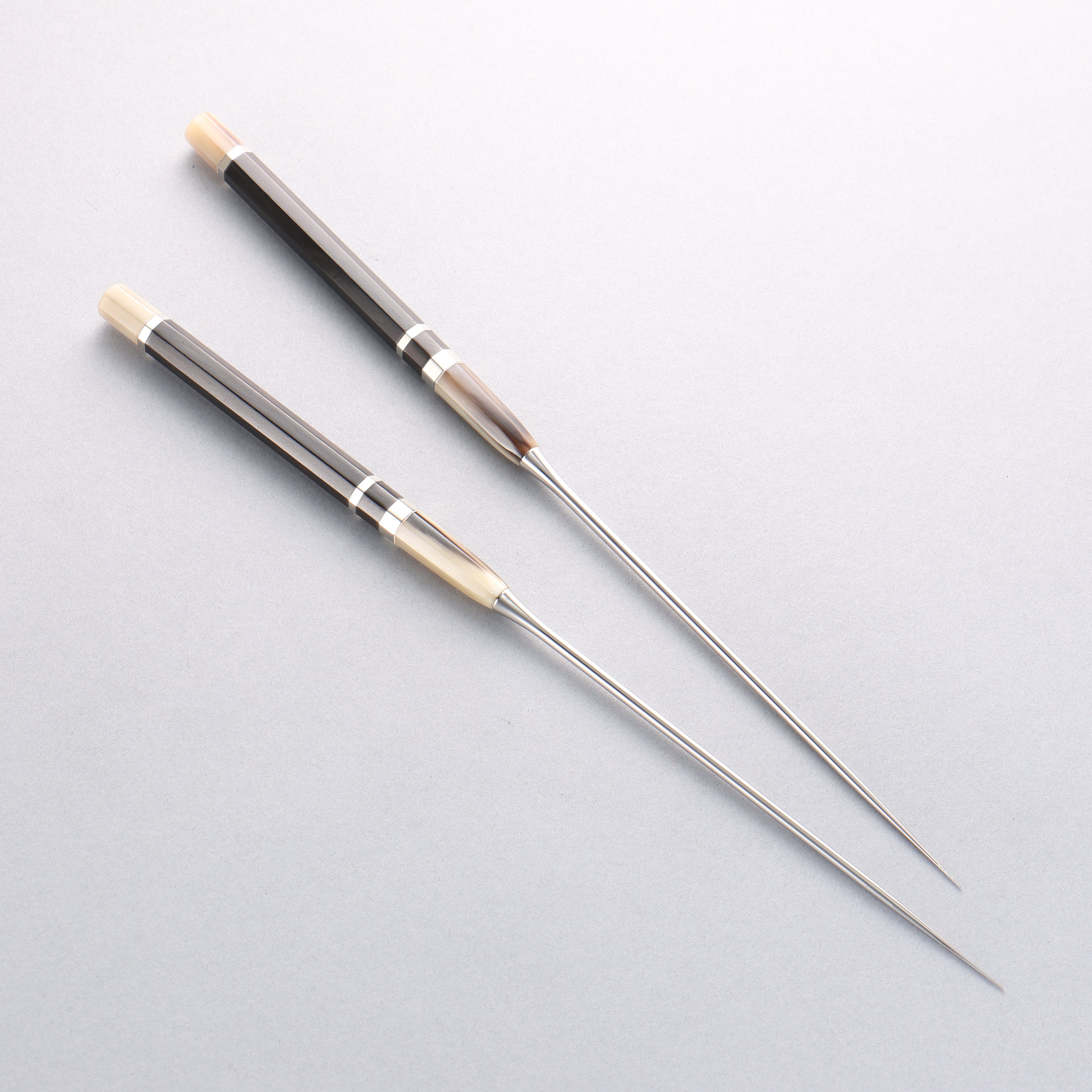 Stainless Steel Moribashi Ebony (with Double Marble Horns) Handle 165mm - Japanny - Best Japanese Knife