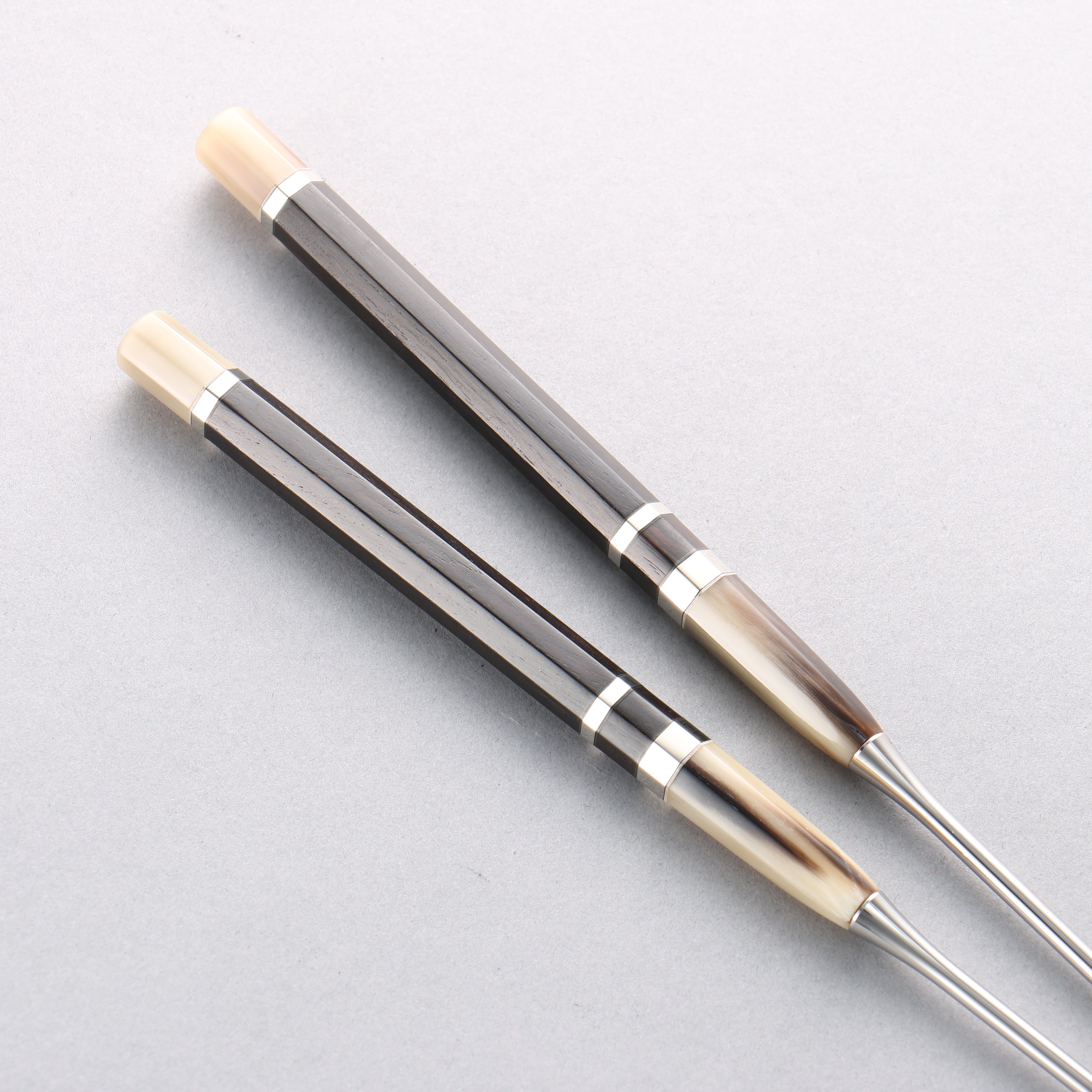 Stainless Steel Moribashi Ebony (with Double Marble Horns) Handle 180mm - Japanny - Best Japanese Knife