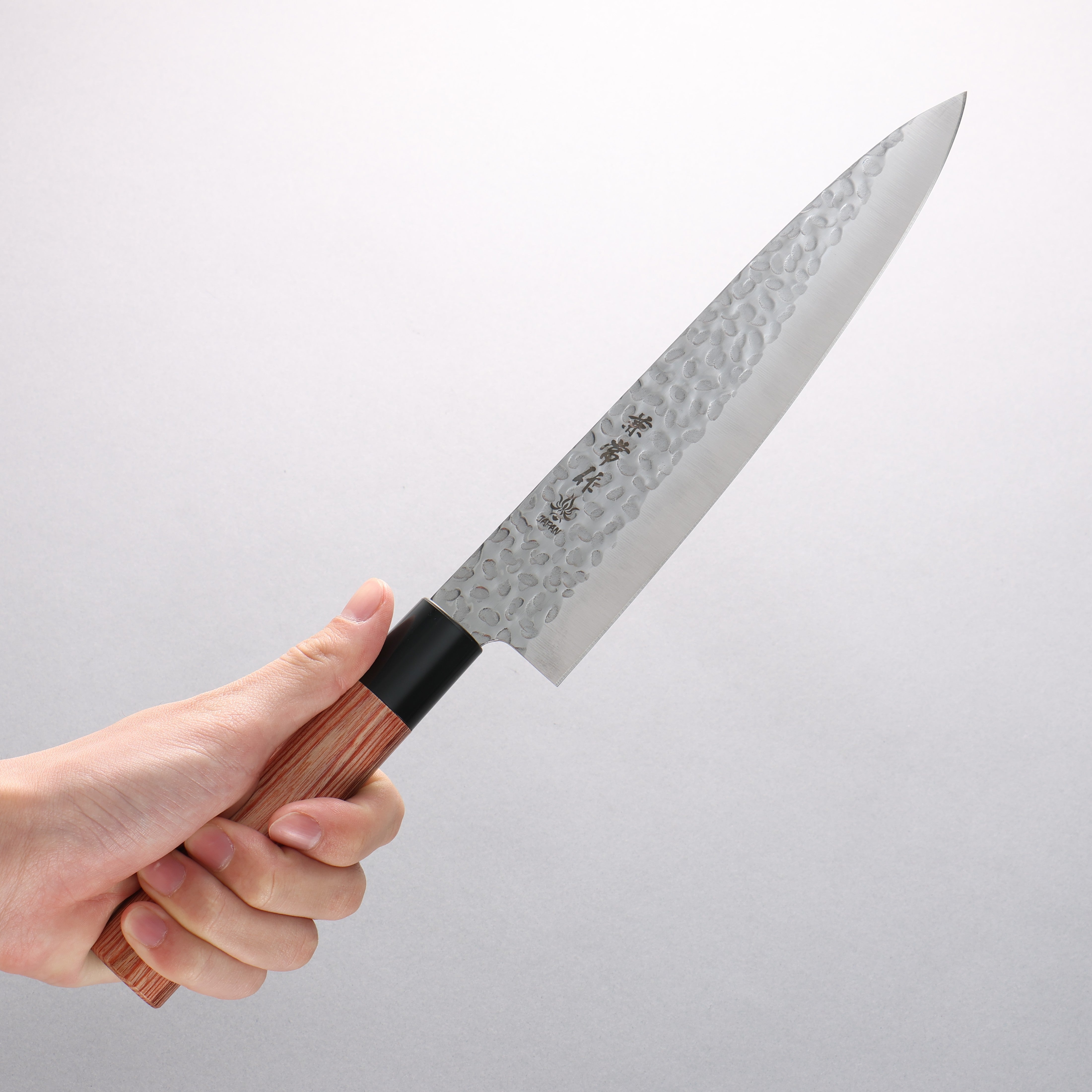Kanetsune DSR-1K6 Hammered Gyuto 210mm Red Pakka wood Handle - Japanny - Best Japanese Knife