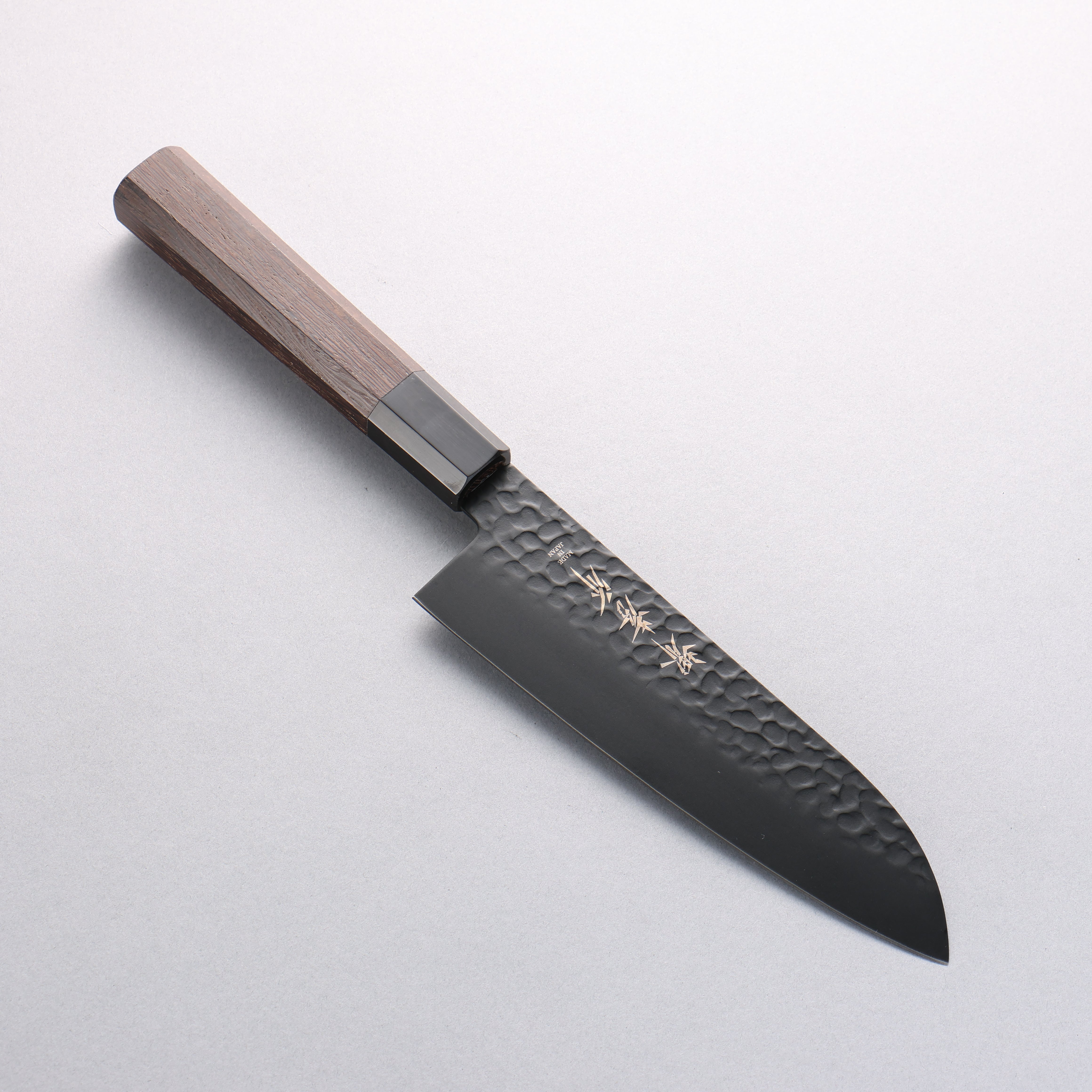 Sakai Takayuki Kurokage VG10 Hammered Teflon Coating Kiritsuke Santoku 160mm Burnt Oak Handle - Japanny - Best Japanese Knife
