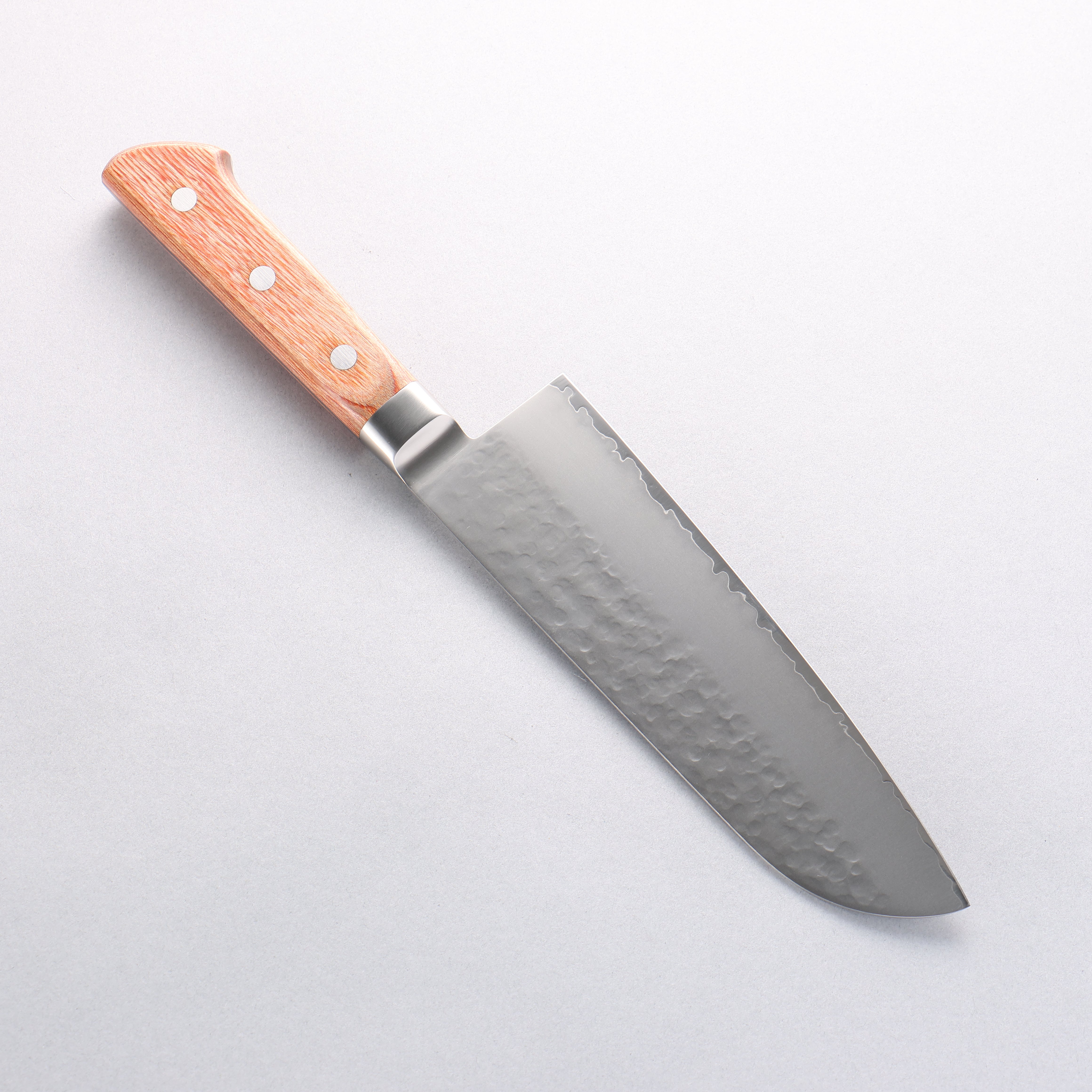 Sakai Takayuki VG5 Hammered Santoku 175mm Brown Pakka wood Handle - Japanny - Best Japanese Knife