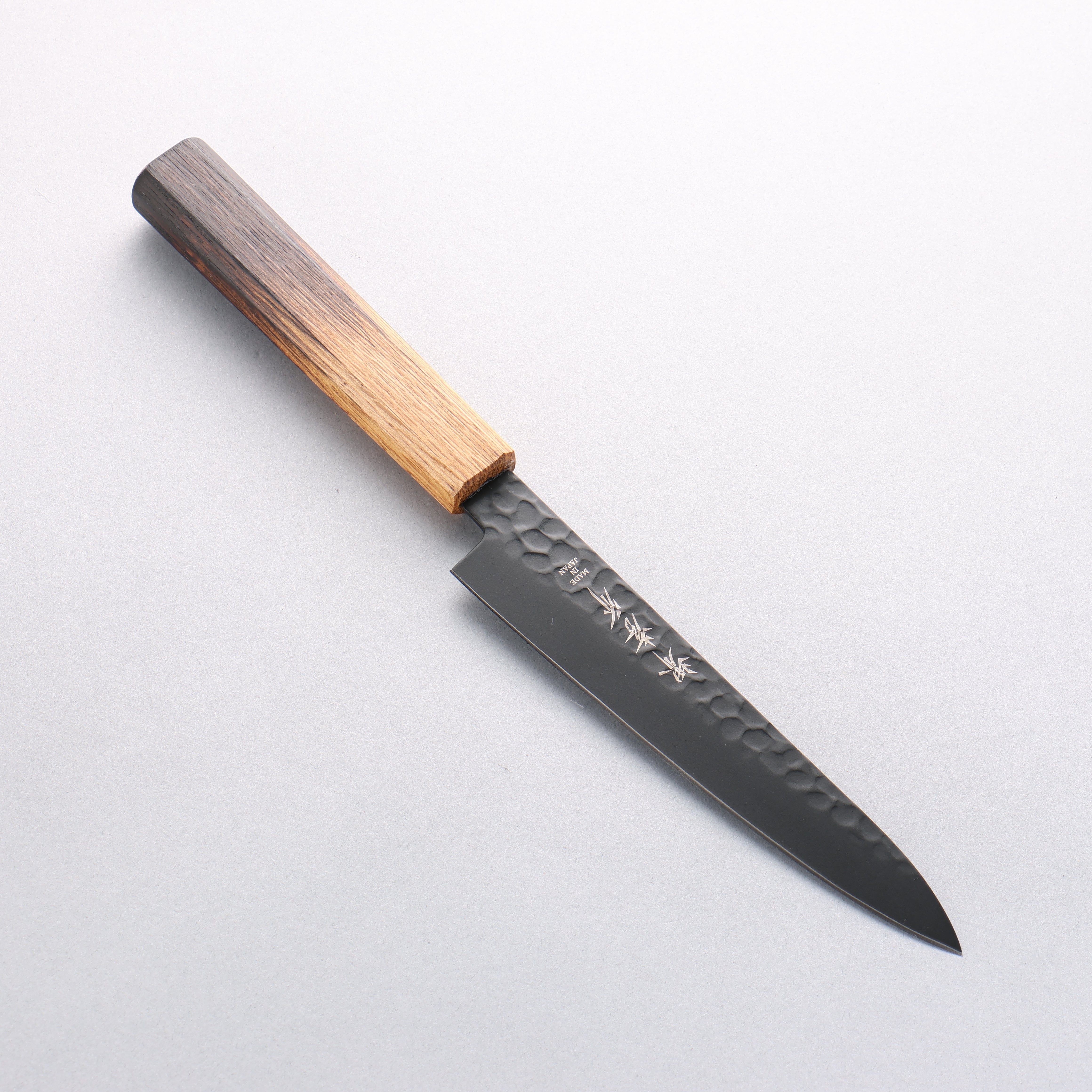 Sakai Takayuki Kurokage VG10 Hammered Teflon Coating Petty-Utility 150mm Burnt Oak Handle - Japanny - Best Japanese Knife