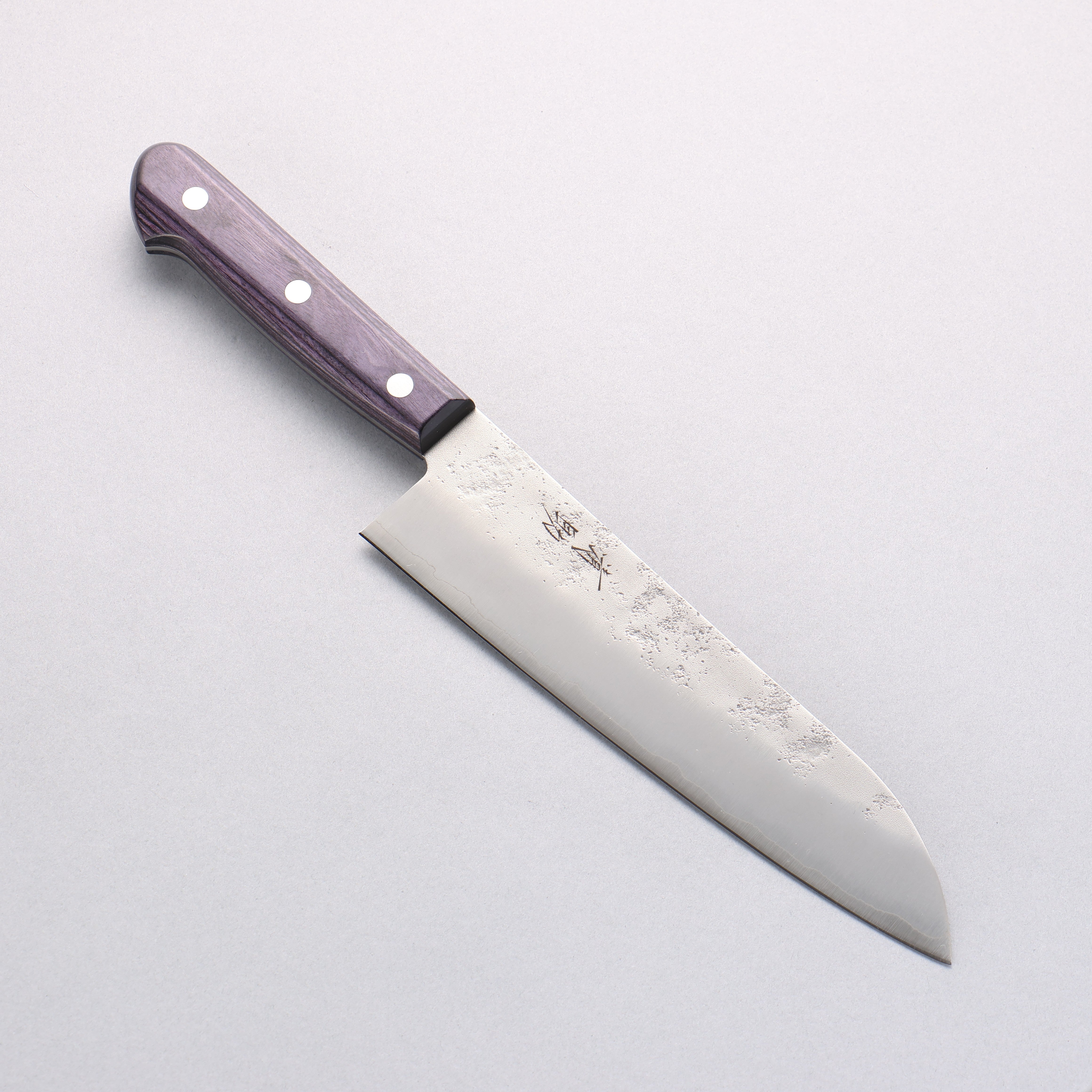 Seisuke Budou Silver Steel No.3 Nashiji Santoku 180mm Purple Pakka wood Handle - Japanny - Best Japanese Knife