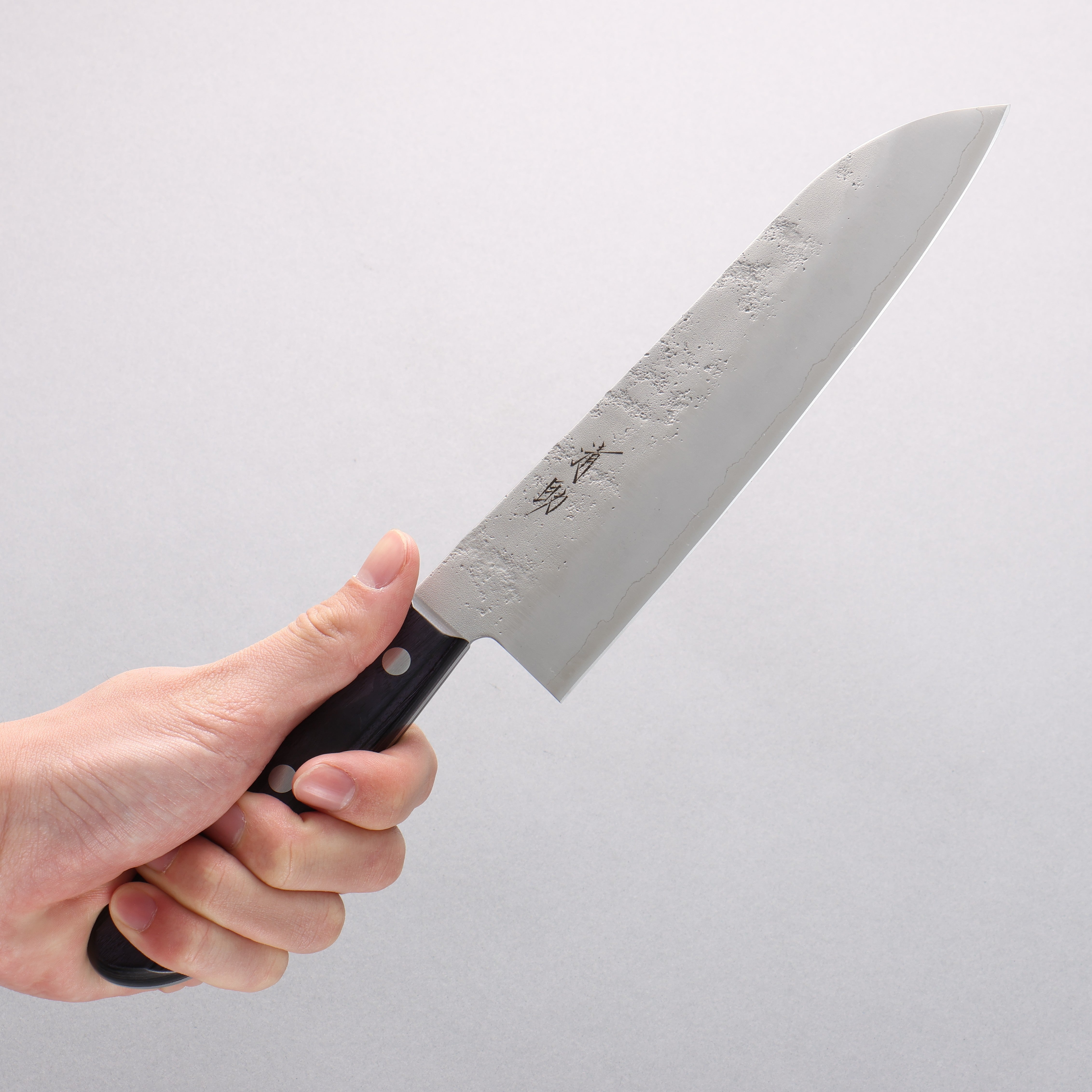 Seisuke Budou Silver Steel No.3 Nashiji Santoku 180mm Purple Pakka wood Handle - Japanny - Best Japanese Knife