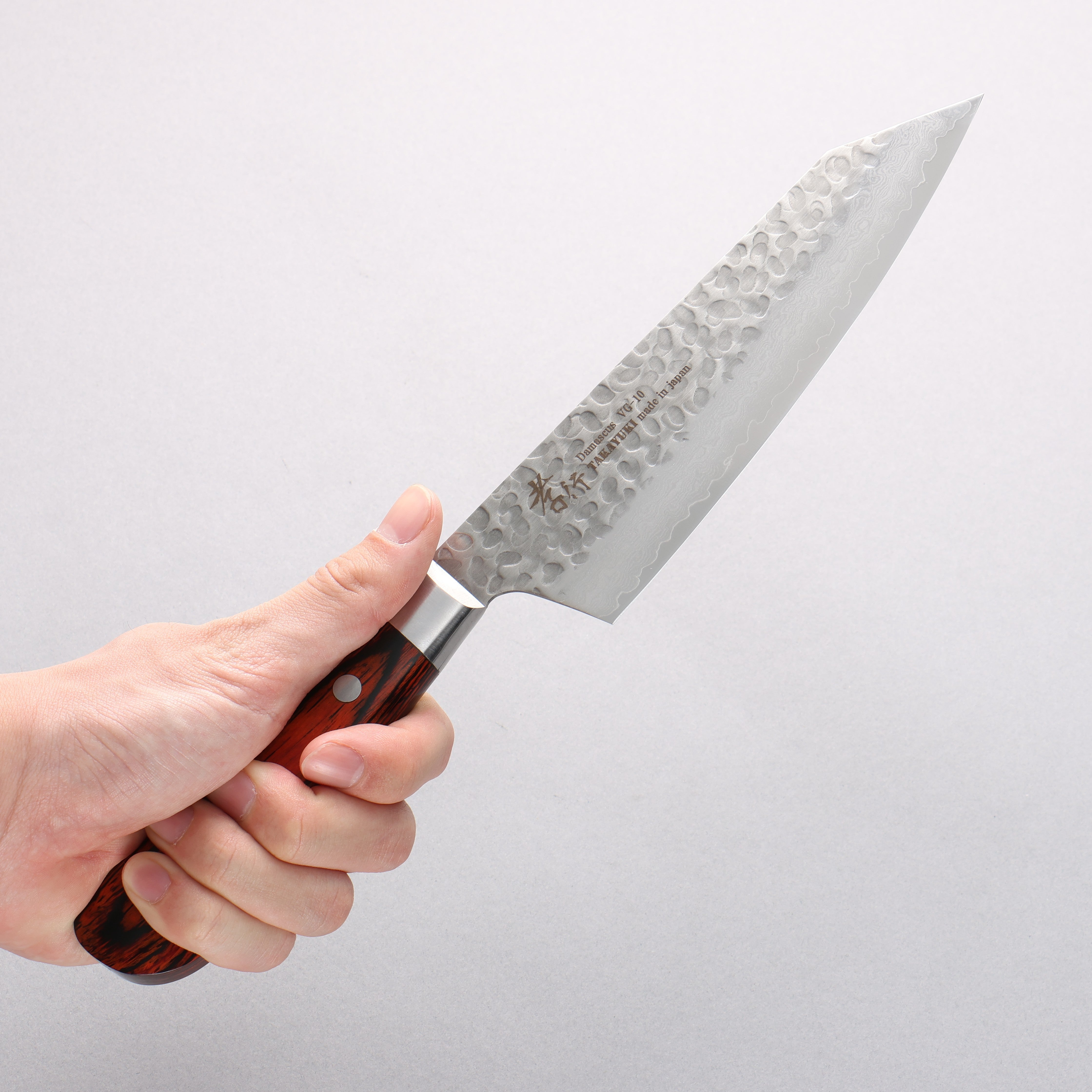 Sakai Takayuki VG10 33 Layer Damascus Kiritsuke Santoku 160mm Mahogany Pakka wood Handle - Japanny - Best Japanese Knife