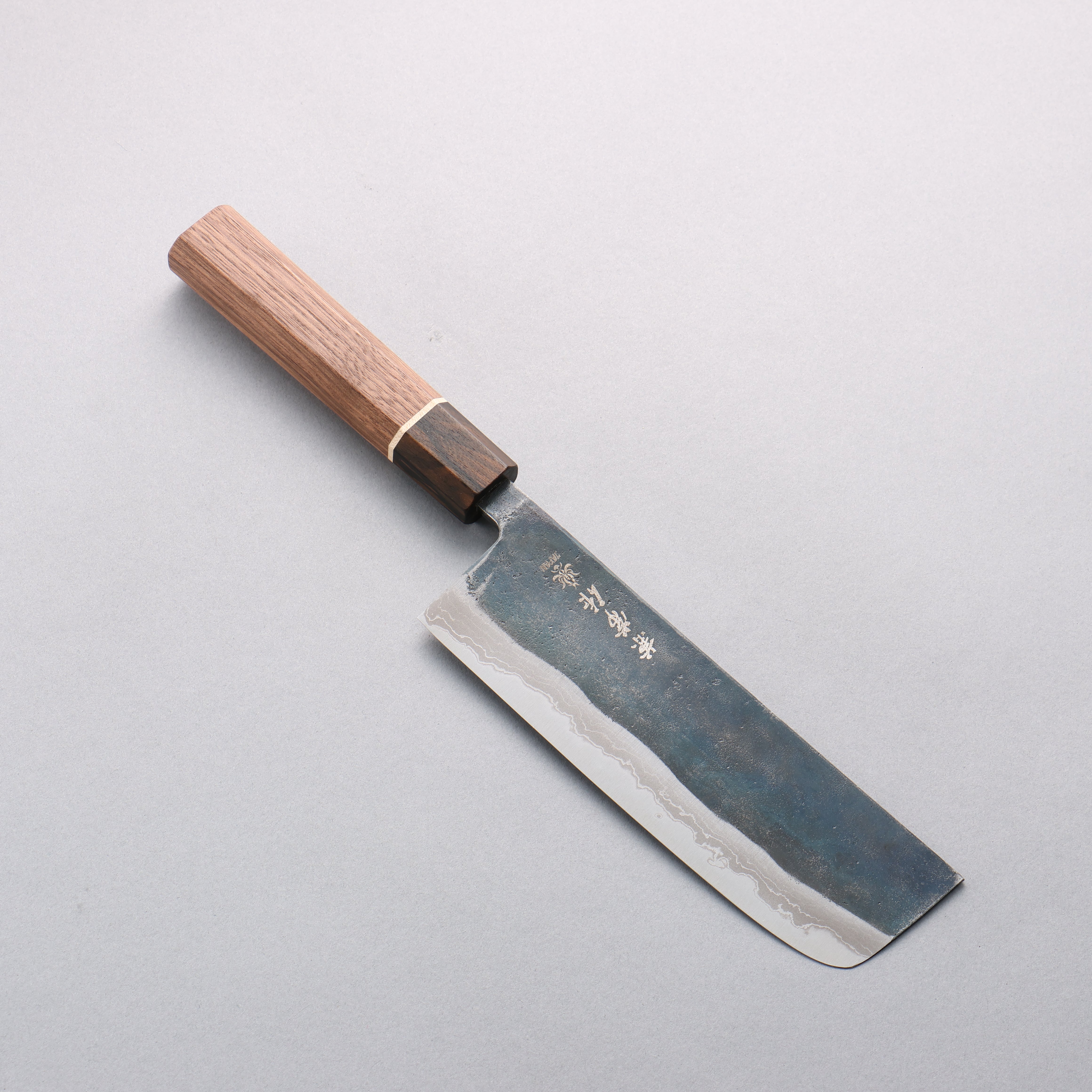 Kanetsune MATSU-ZUMI-YAKI White Steel No.2 Damascus Black Finished Nakiri 165mm Walnut Handle - Japanny - Best Japanese Knife